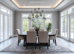 Art Glass Globe Pendants Chandelier with intricated mesh in Grey Glass Color.