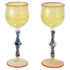 Vintage Art Glass Goblets
