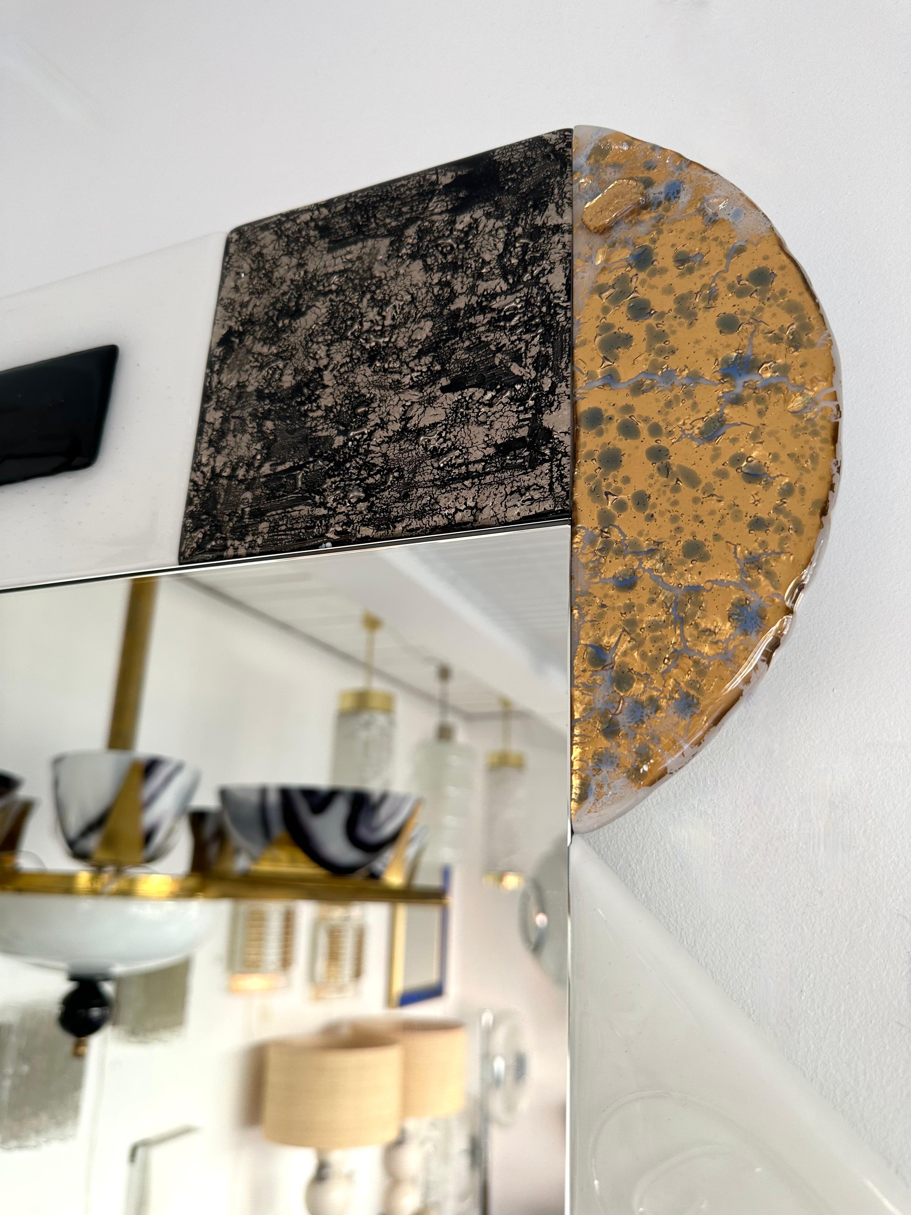 Italian Contemporary Art Glass Gold Leaf Inclusion Mirror by Antonio Cagianelli, Italy