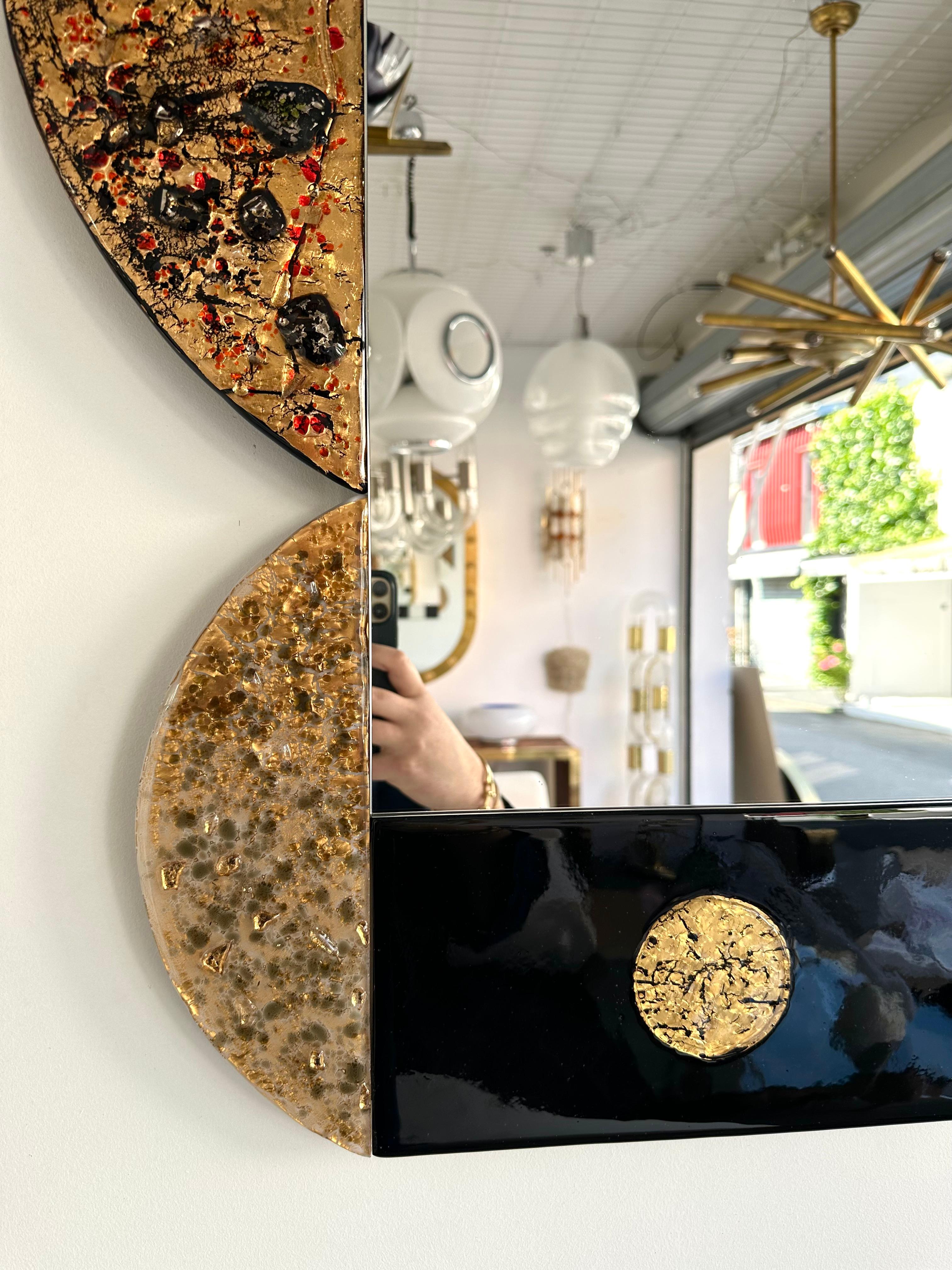 Contemporary Art Glass Gold Leaf Inclusion Mirror by Antonio Cagianelli, Italy In New Condition In SAINT-OUEN, FR