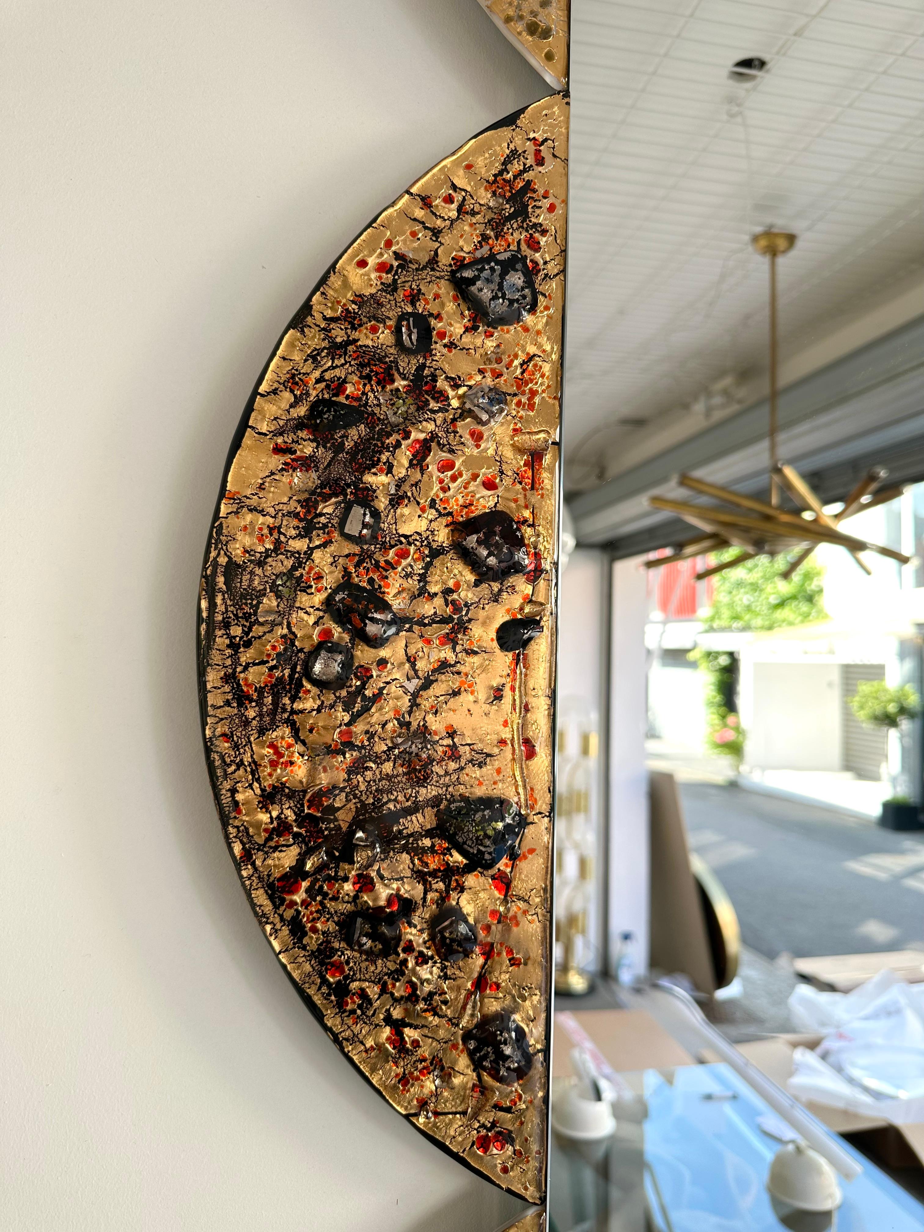 Contemporary Art Glass Gold Leaf Inclusion Mirror by Antonio Cagianelli, Italy 1