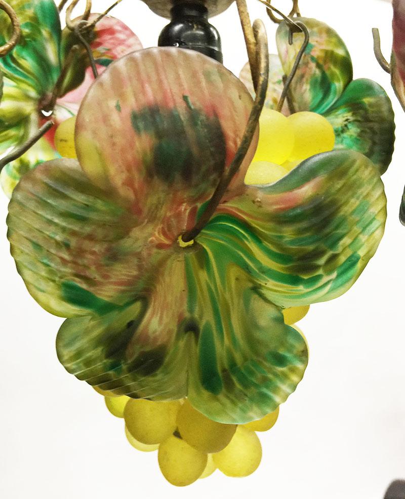 Lampada a sospensione con uva in vetro artistico di Murano, 1920 in vendita 5