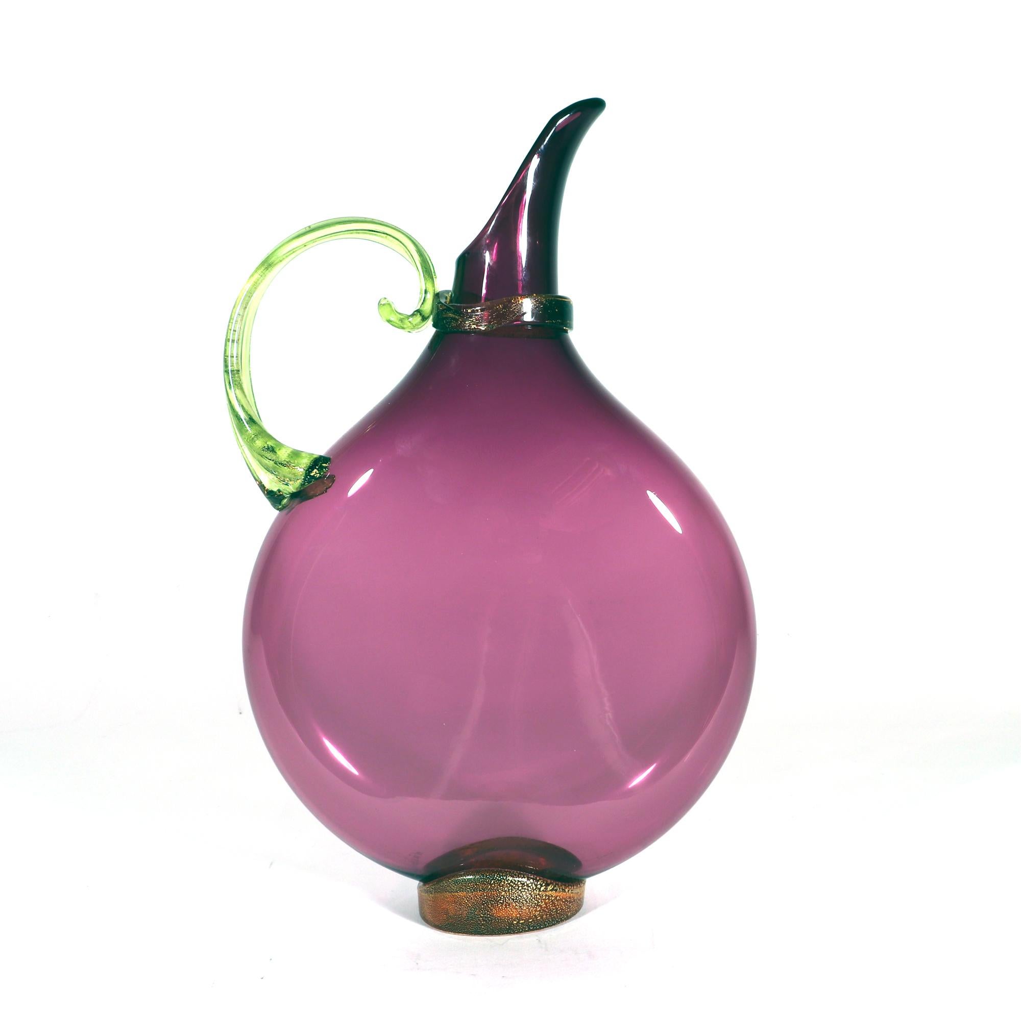 XXIe siècle et contemporain Pichets en verre d'art soufflé à la main en verre transparent plat, lot de trois en vente