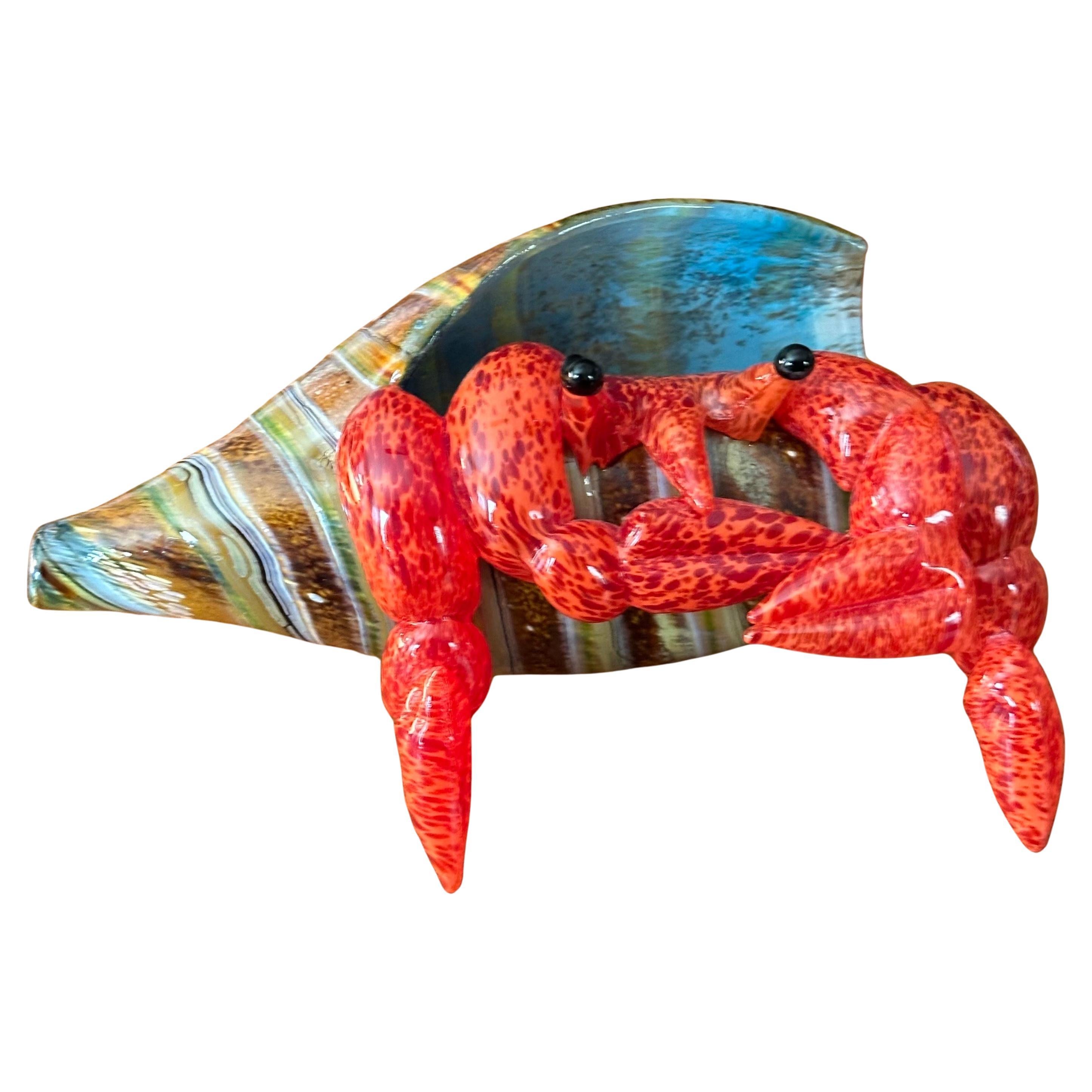 Italian Art Glass Hermit Crab Sculpture by Marty Hook & Janet Sweeney