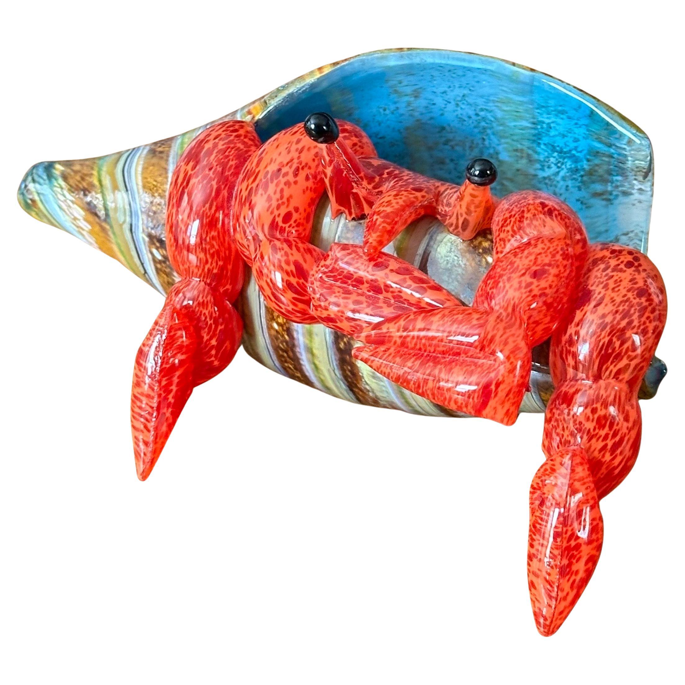 Art Glass Hermit Crab Sculpture by Marty Hook & Janet Sweeney In Good Condition In San Diego, CA