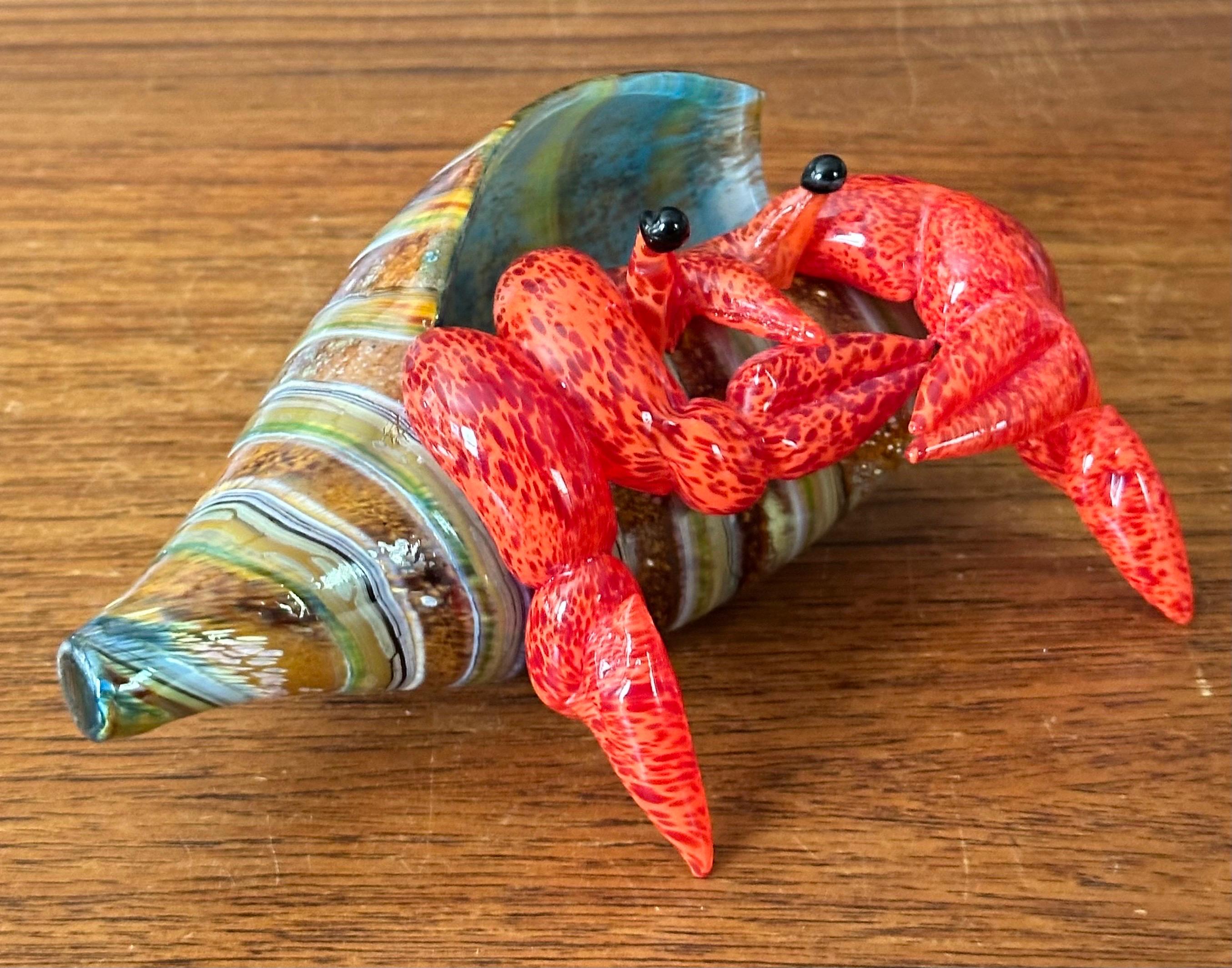 20th Century Art Glass Hermit Crab Sculpture by Marty Hook & Janet Sweeney