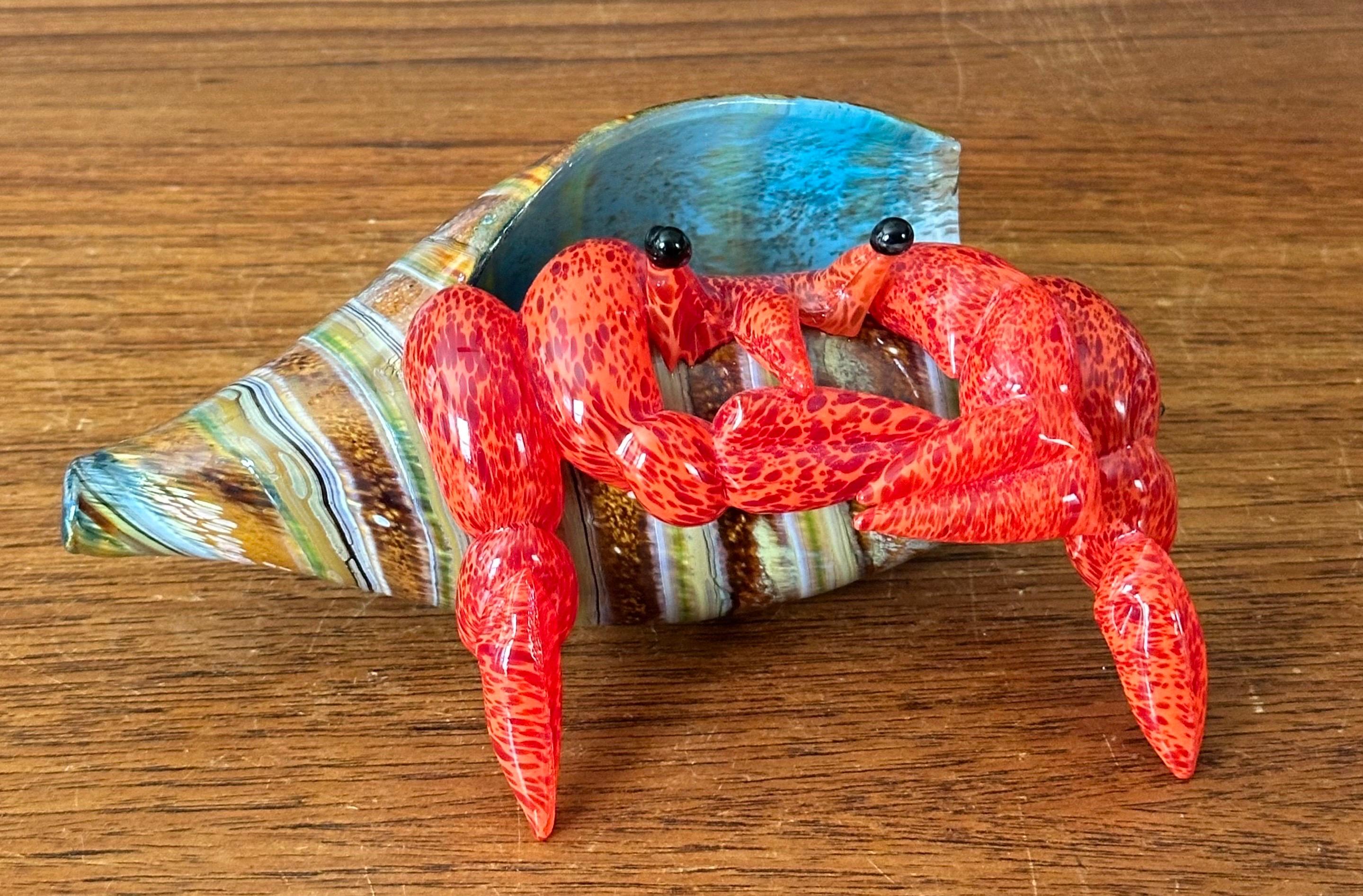 Art Glass Hermit Crab Sculpture by Marty Hook & Janet Sweeney 1