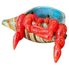 Art Glass Hermit Crab Sculpture by Marty Hook & Janet Sweeney