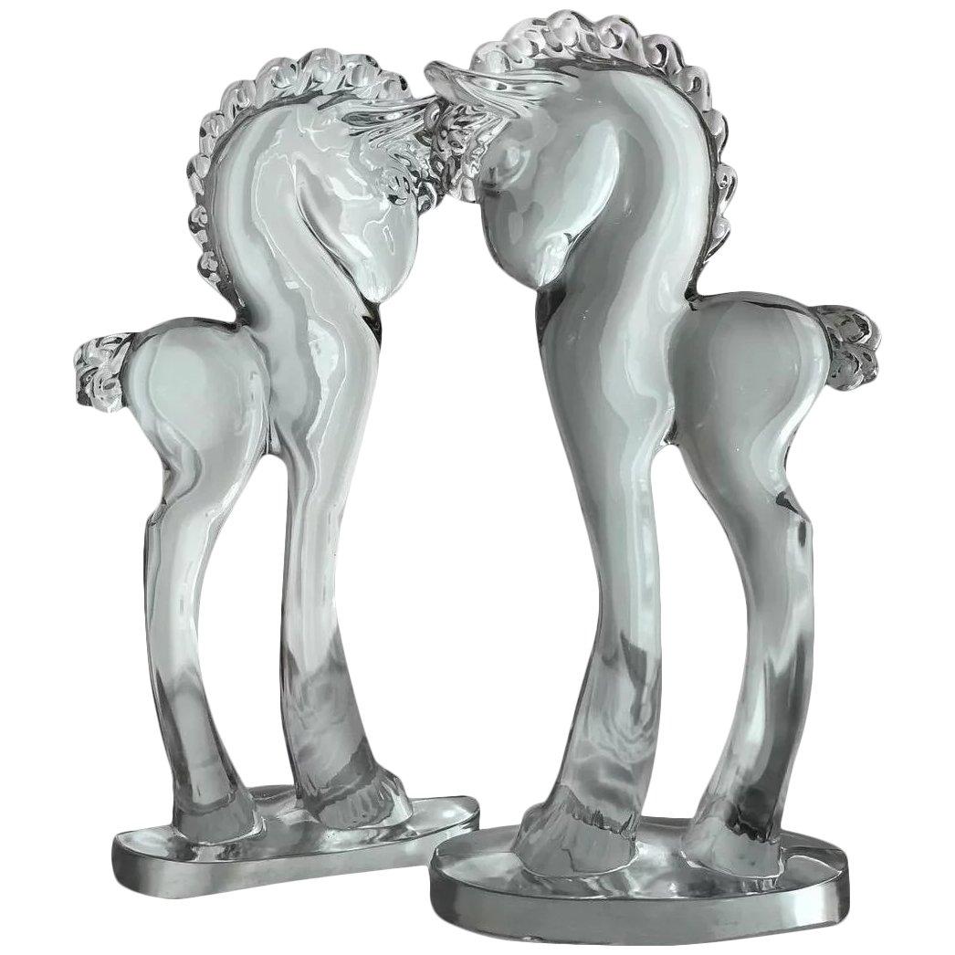 Art Glass Horse Sculpture by Paden City for Barth Arts, 1920s Deco Americana