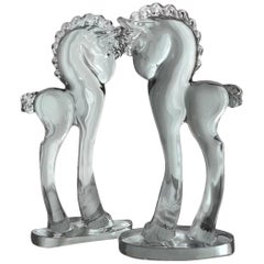 Sculpture de cheval en verre d'art par Paden City pour Barth Arts:: 1920s Deco Americana