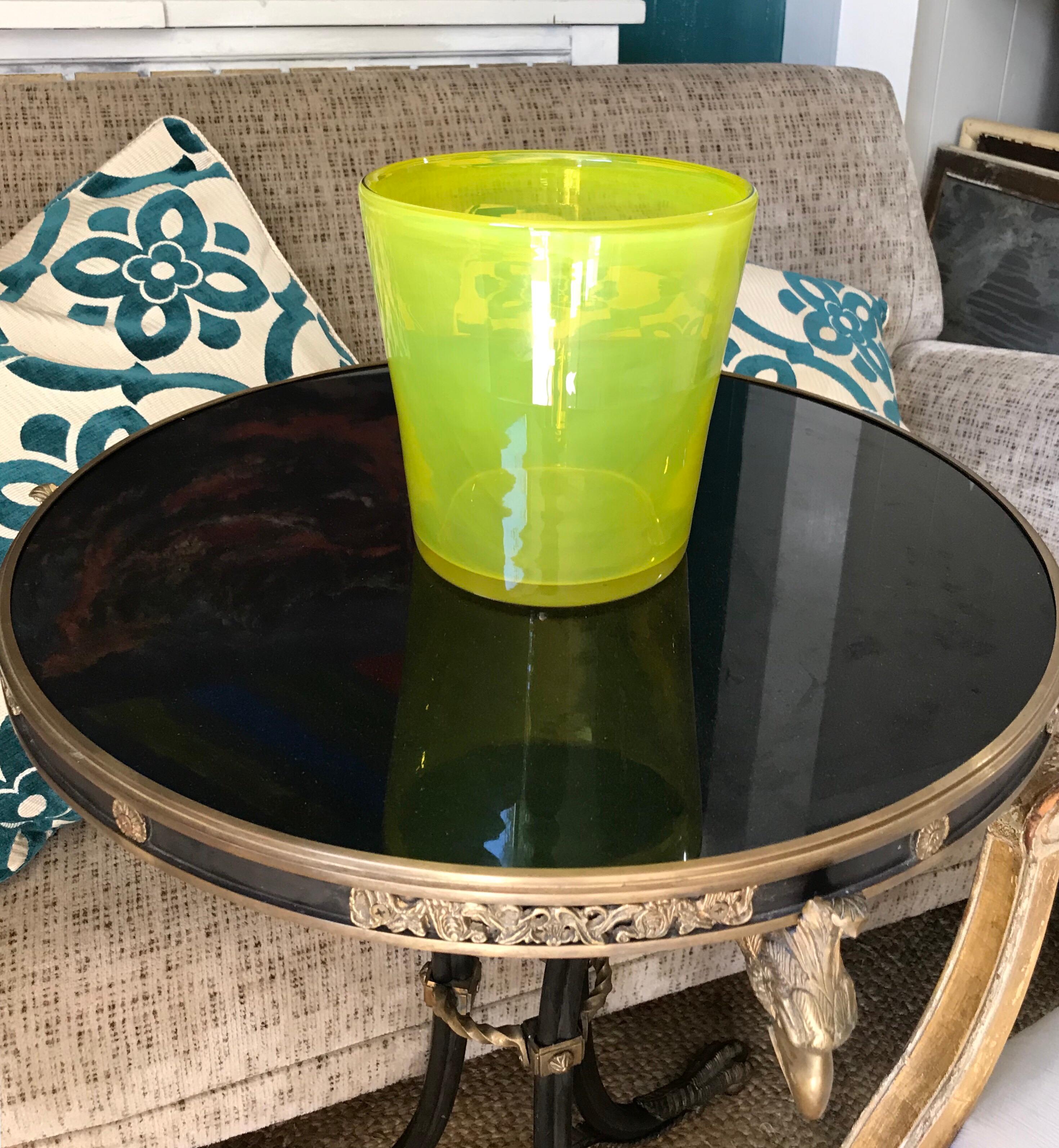 20th Century Art Glass Ice Bucket in Citron Green