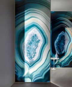 Panneau décoratif en verre d'art en forme de lagon pour plusieurs utilisations Dimension personnalisable