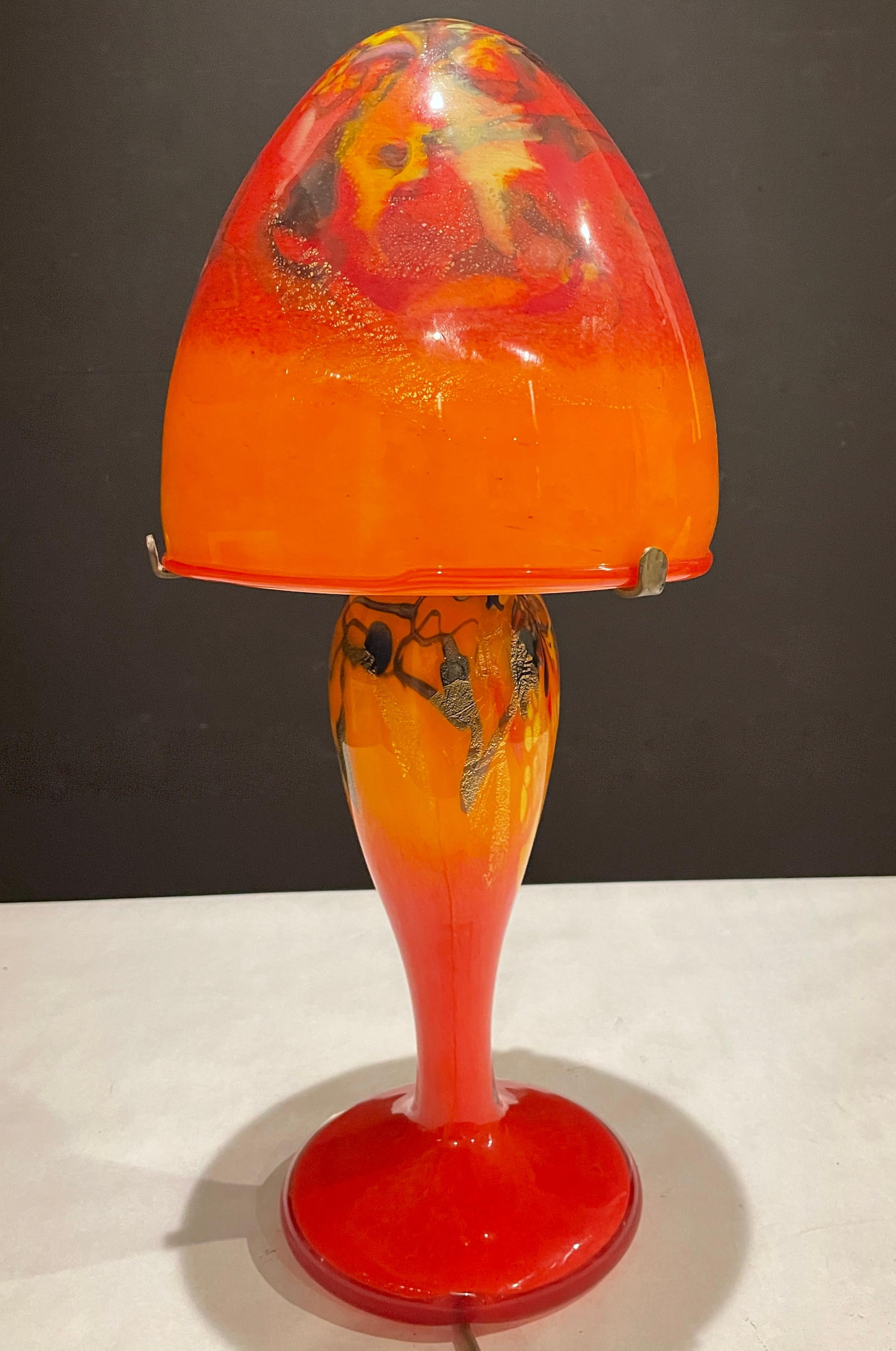 Modern Art Glass Lamp Signed by Pascal Guyot