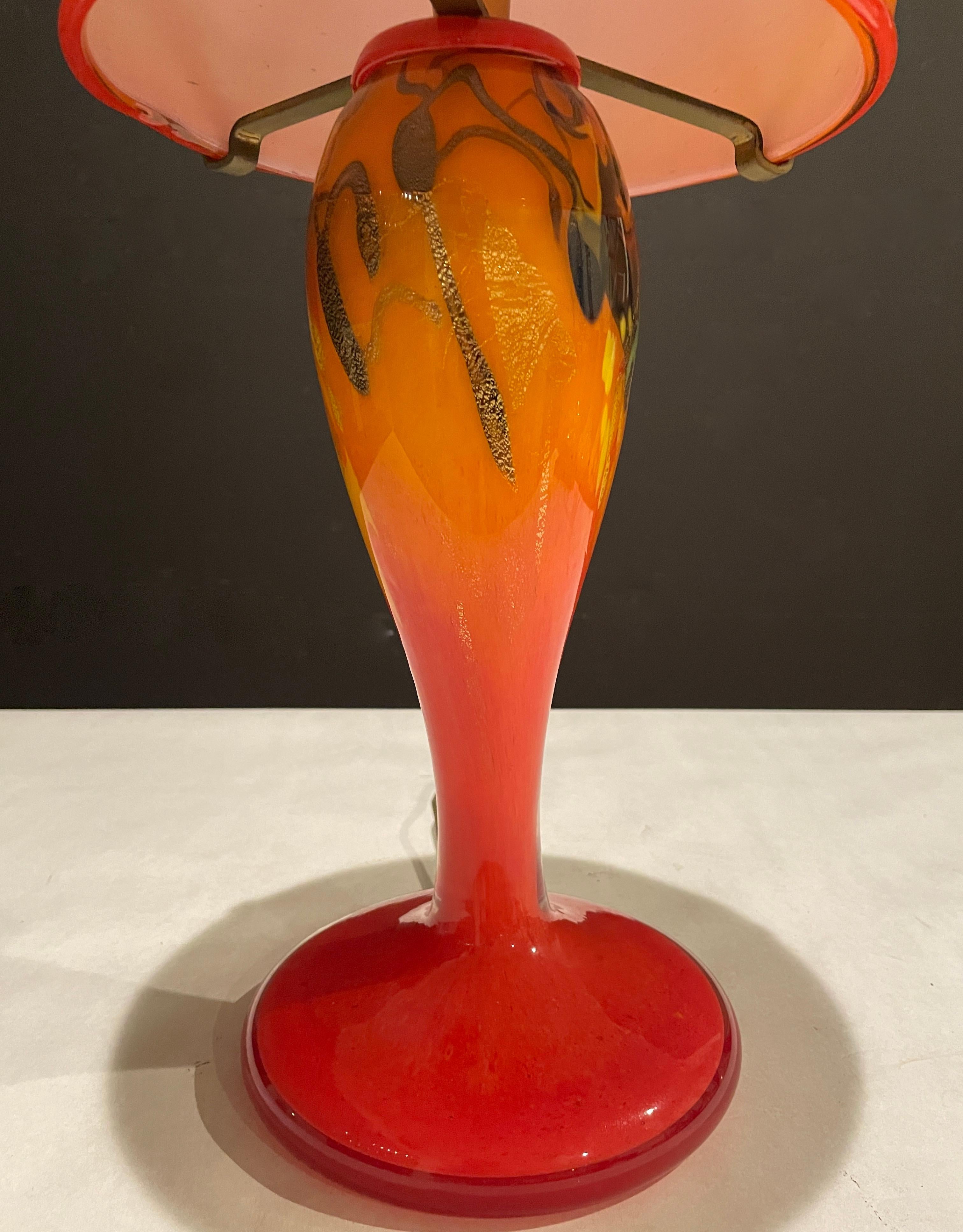 Contemporary Art Glass Lamp Signed by Pascal Guyot