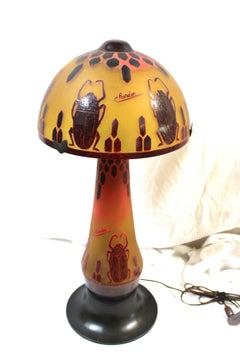 Art Glass Large Lamp , Deco design , Scarabs , modern , Rare Lamp