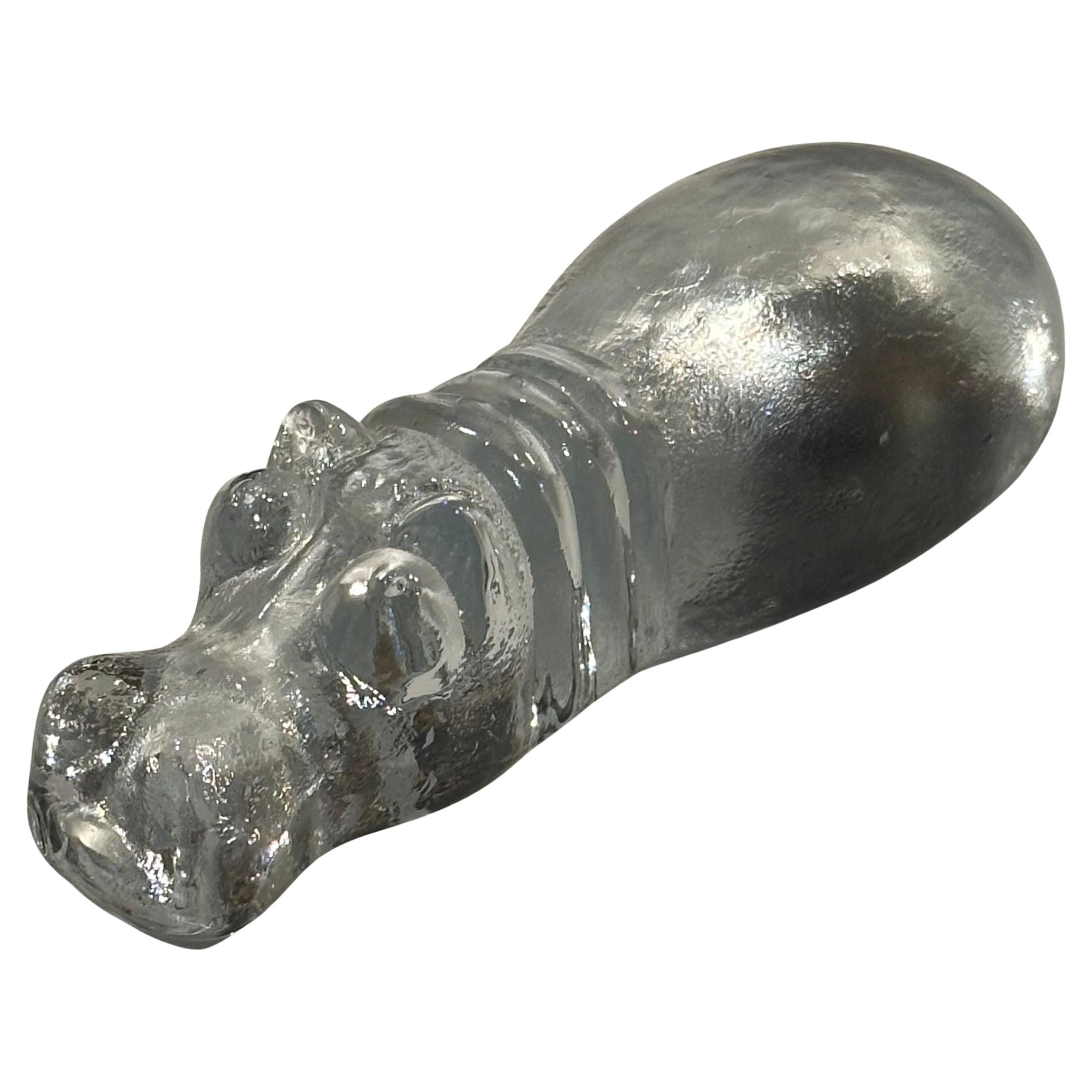 Pisapapeles / Escultura de vidrio artístico Hipopótamo tumbado de Kosta Boda Suecia Vidrio artístico en venta