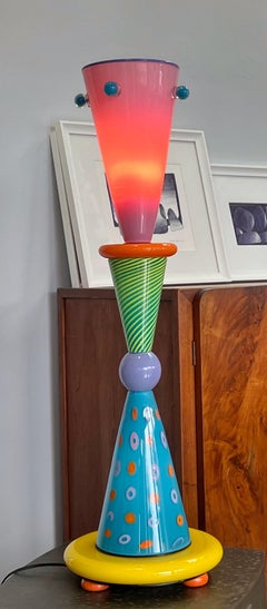 Art Glass Memphis Style Sculpture Table Lamp, 1991