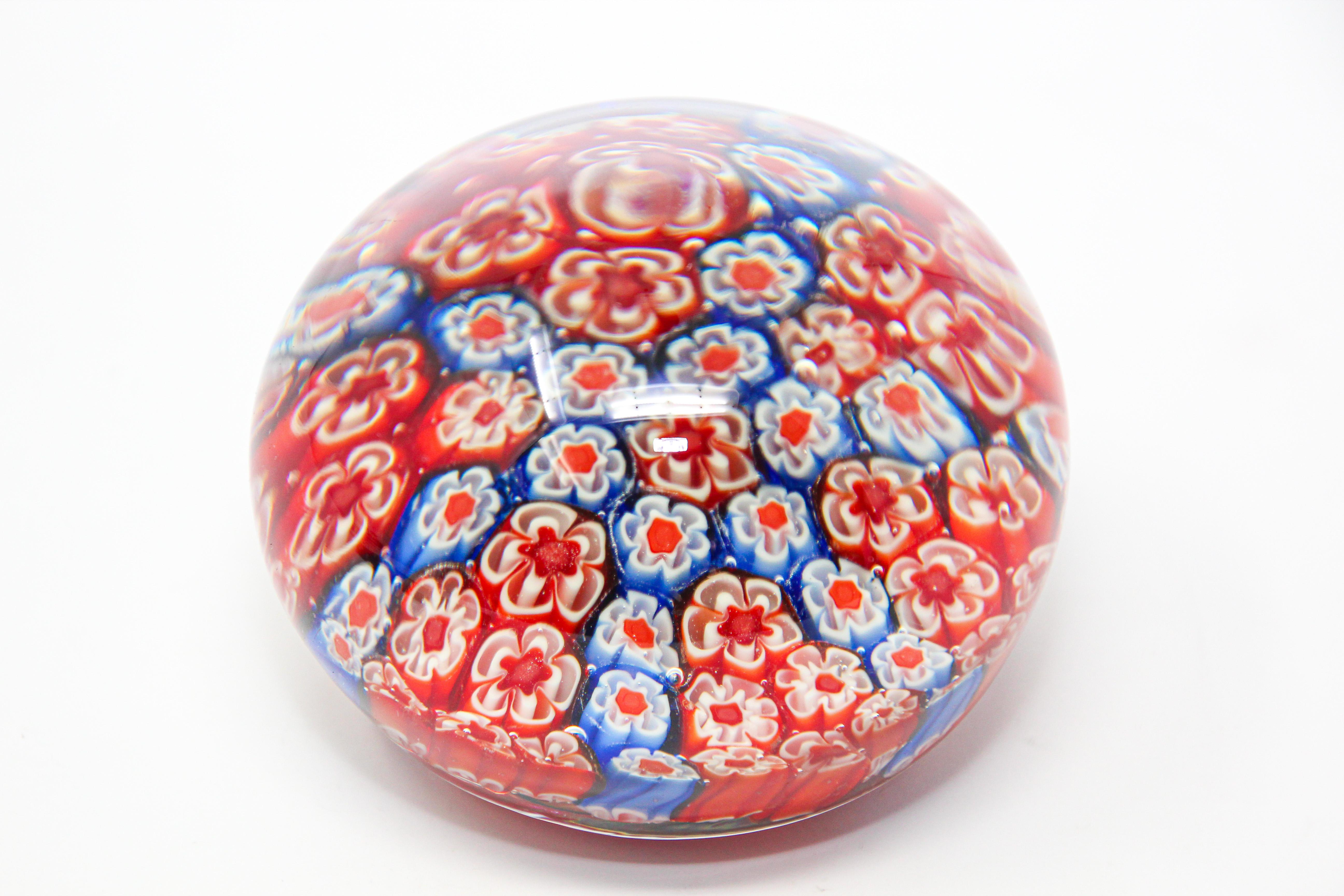 Italian Art Glass Millefiori Collectable Paperweight For Sale