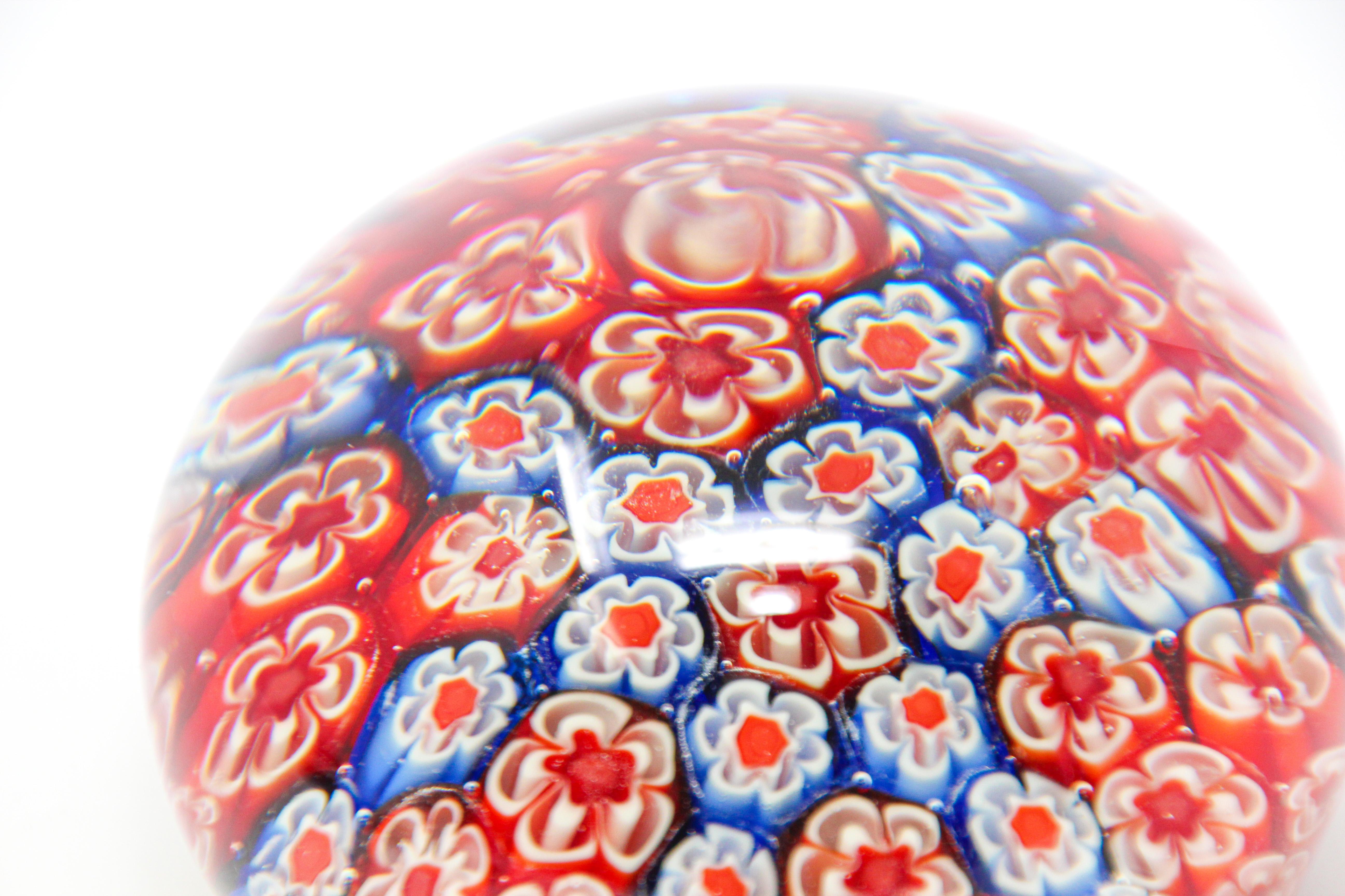 20th Century Art Glass Millefiori Collectable Paperweight For Sale