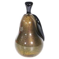 Art Glass Murano Glass Pear with Gold Flake Inclusion attrib. to Seguso