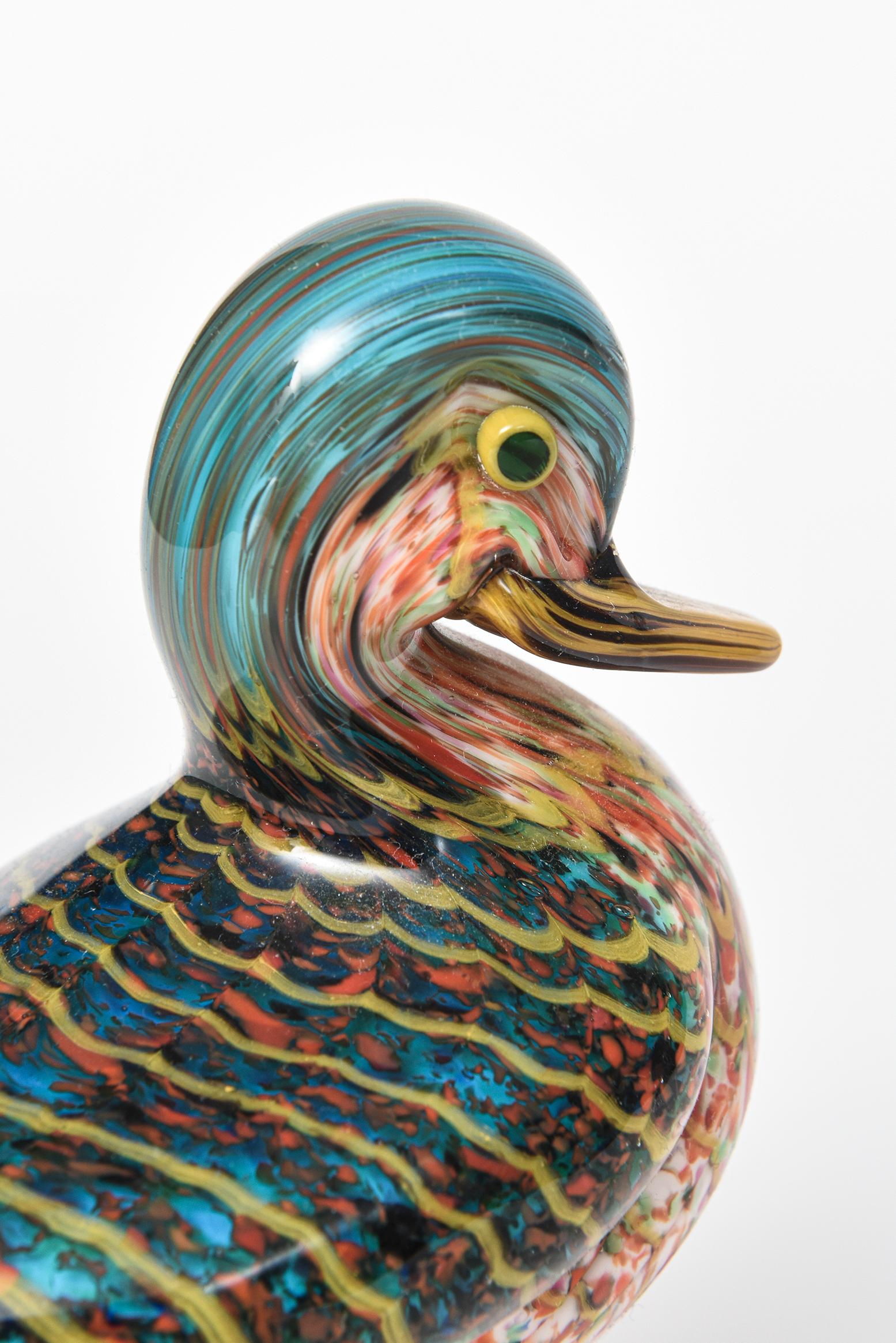 Art Glass Murano Millefiori Duck Bird from La Tour D'Argent Paris 1