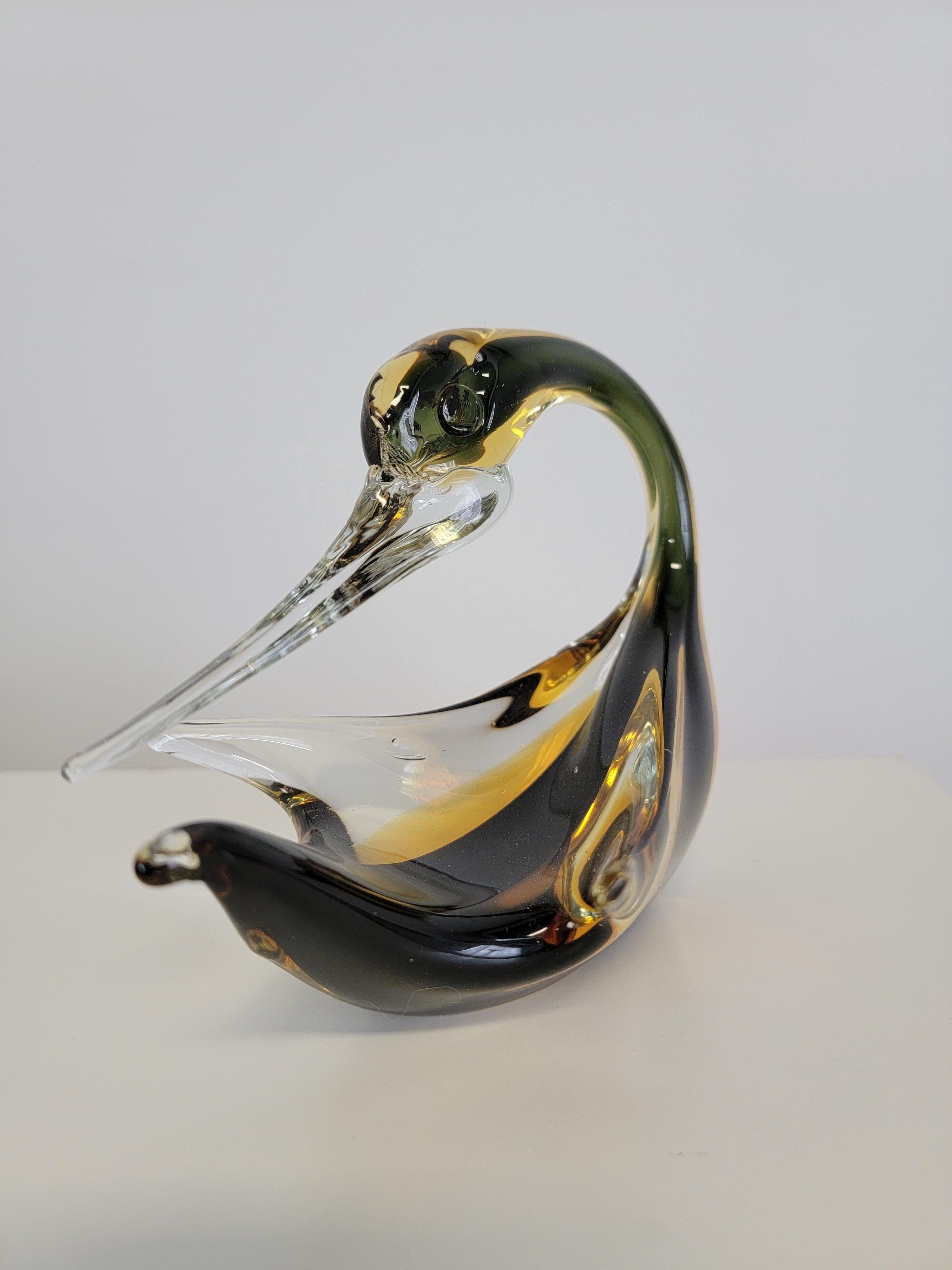 Mid-Century Modern Art Glass Murano Swan Bird Animal Figurine 