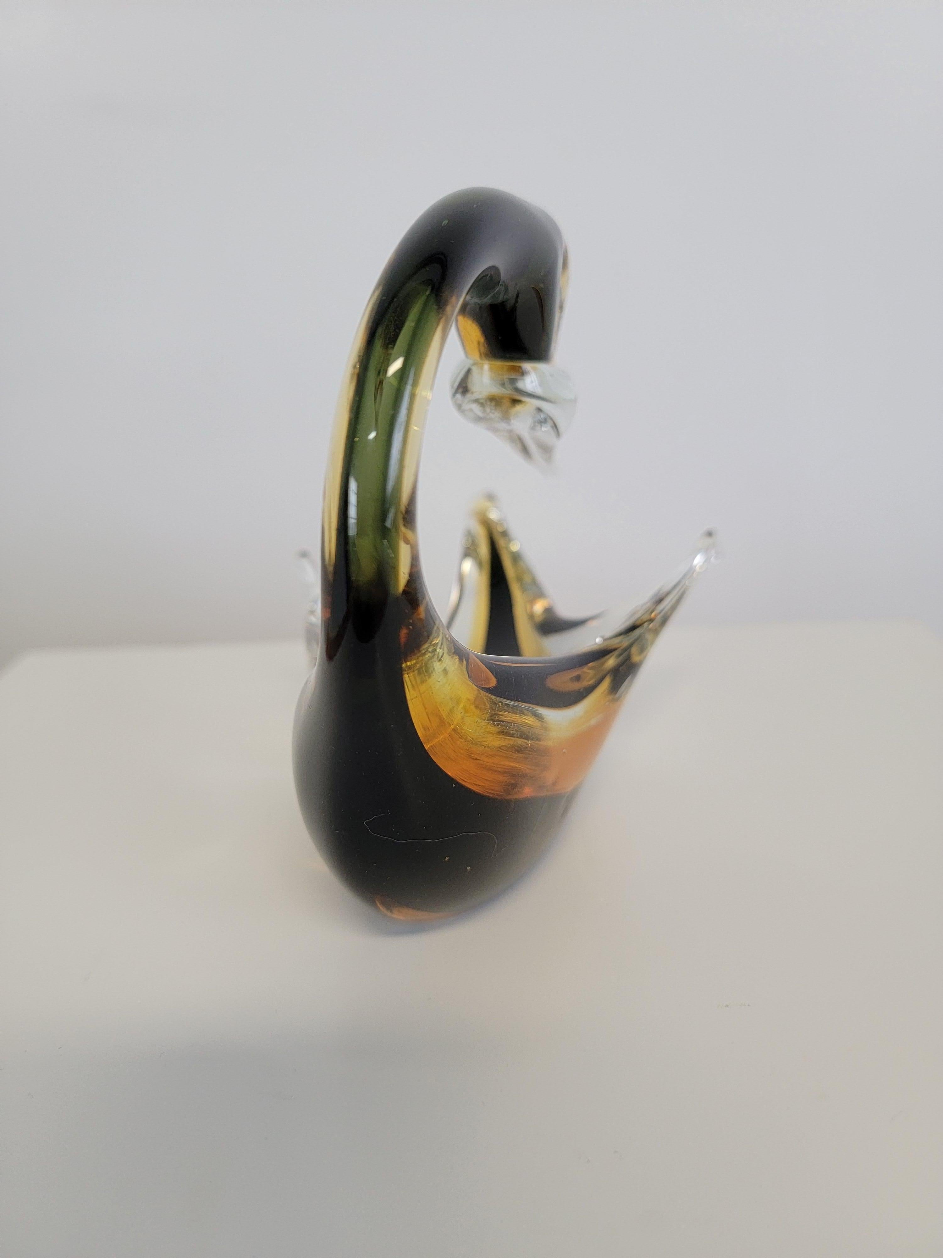 Italian Art Glass Murano Swan Bird Animal Figurine  For Sale