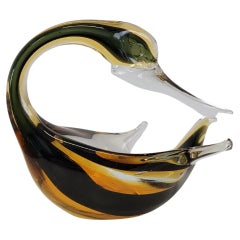 Retro Art Glass Murano Swan Bird Animal Figurine 