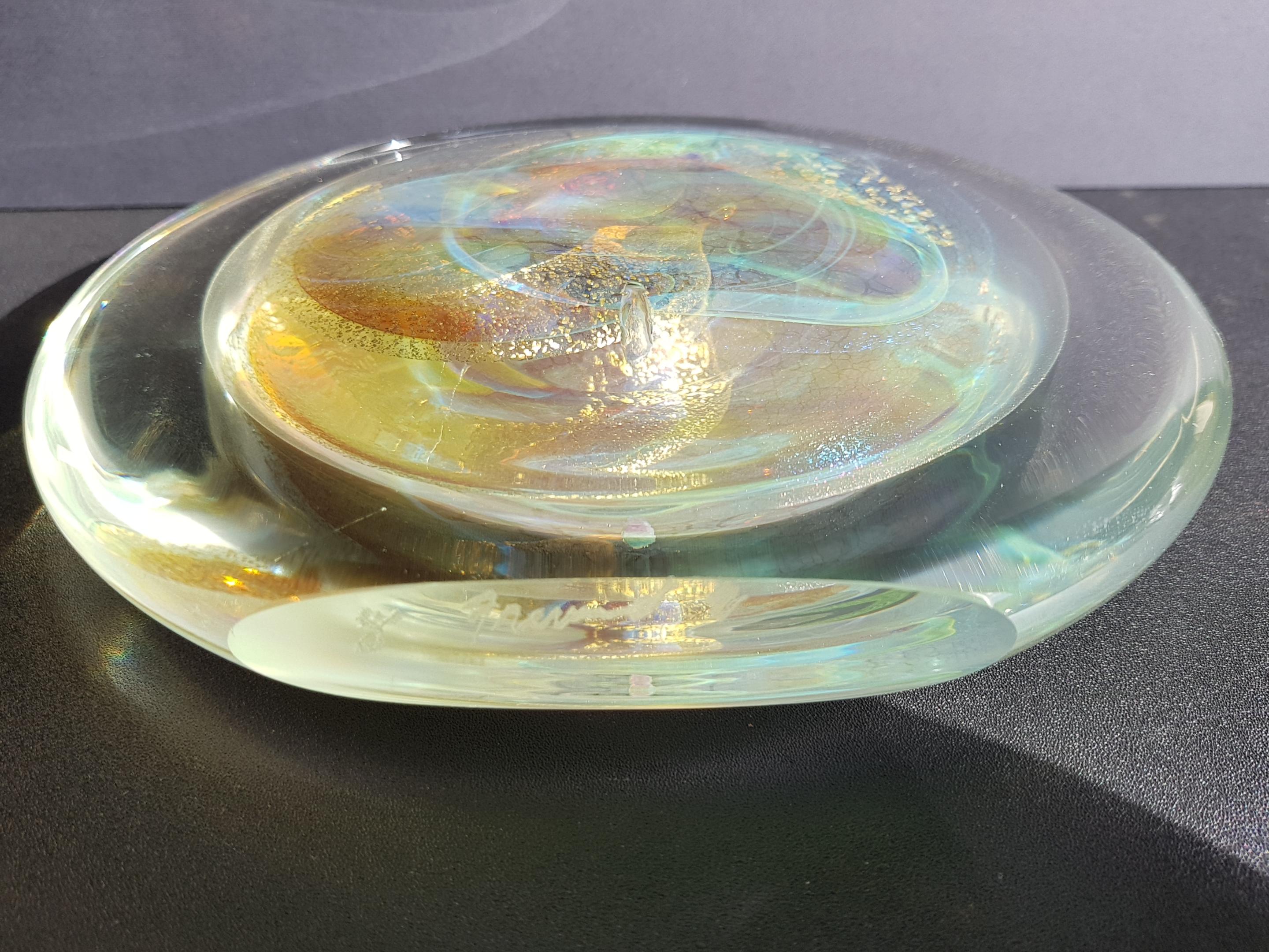 Art Glass Nebula Sculpture Disc Cosmic Iridescent Opalescent OuterSpace Orb Star in vendita 7