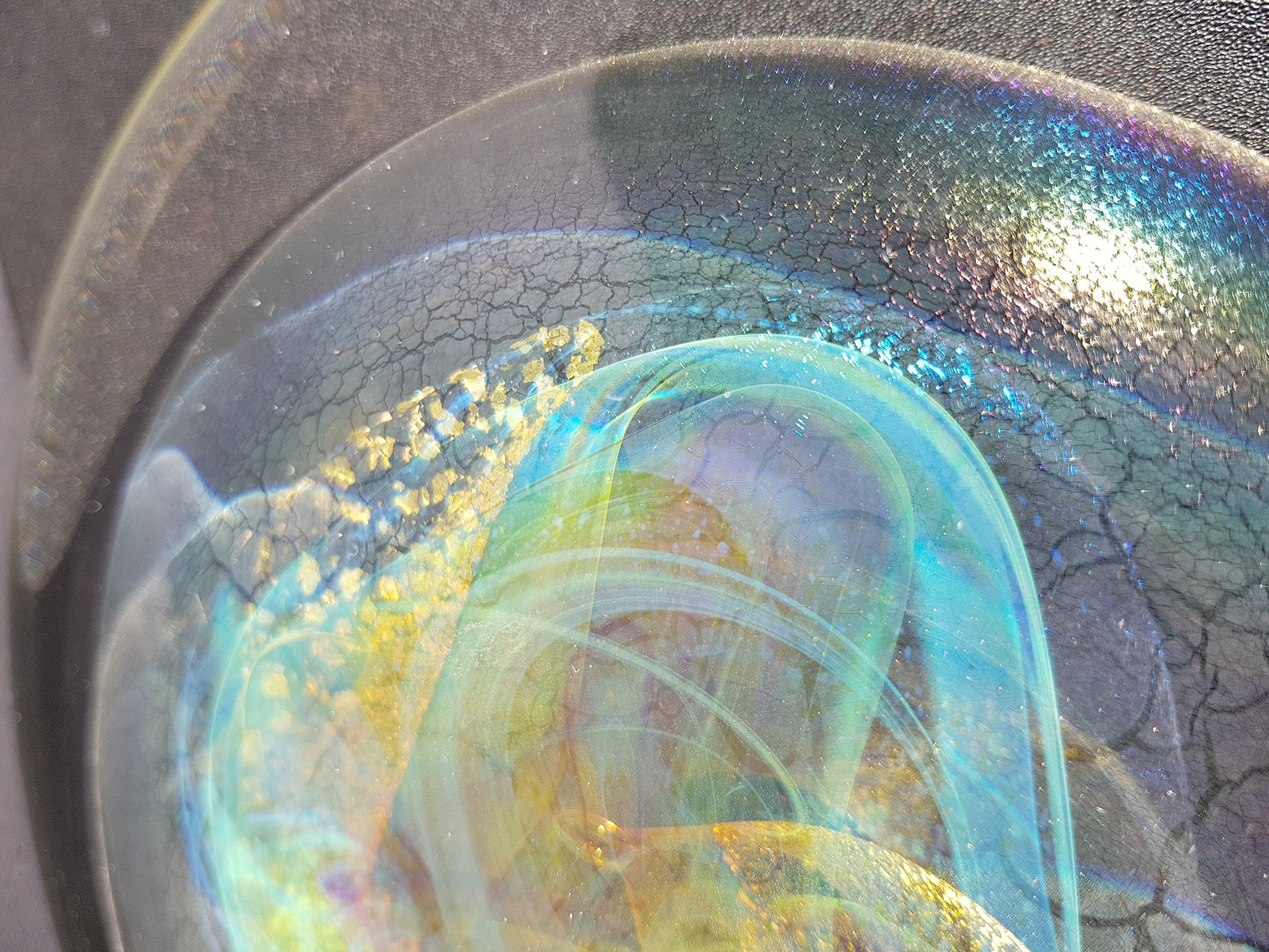 Art Glass Nebula Sculpture Disc Cosmic Iridescent Opalescent OuterSpace Orb Star in vendita 10