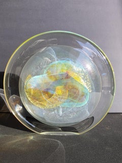 Art Glass Nebula Sculpture Disc Cosmic Iridescent Opalescent OuterSpace Orb Star