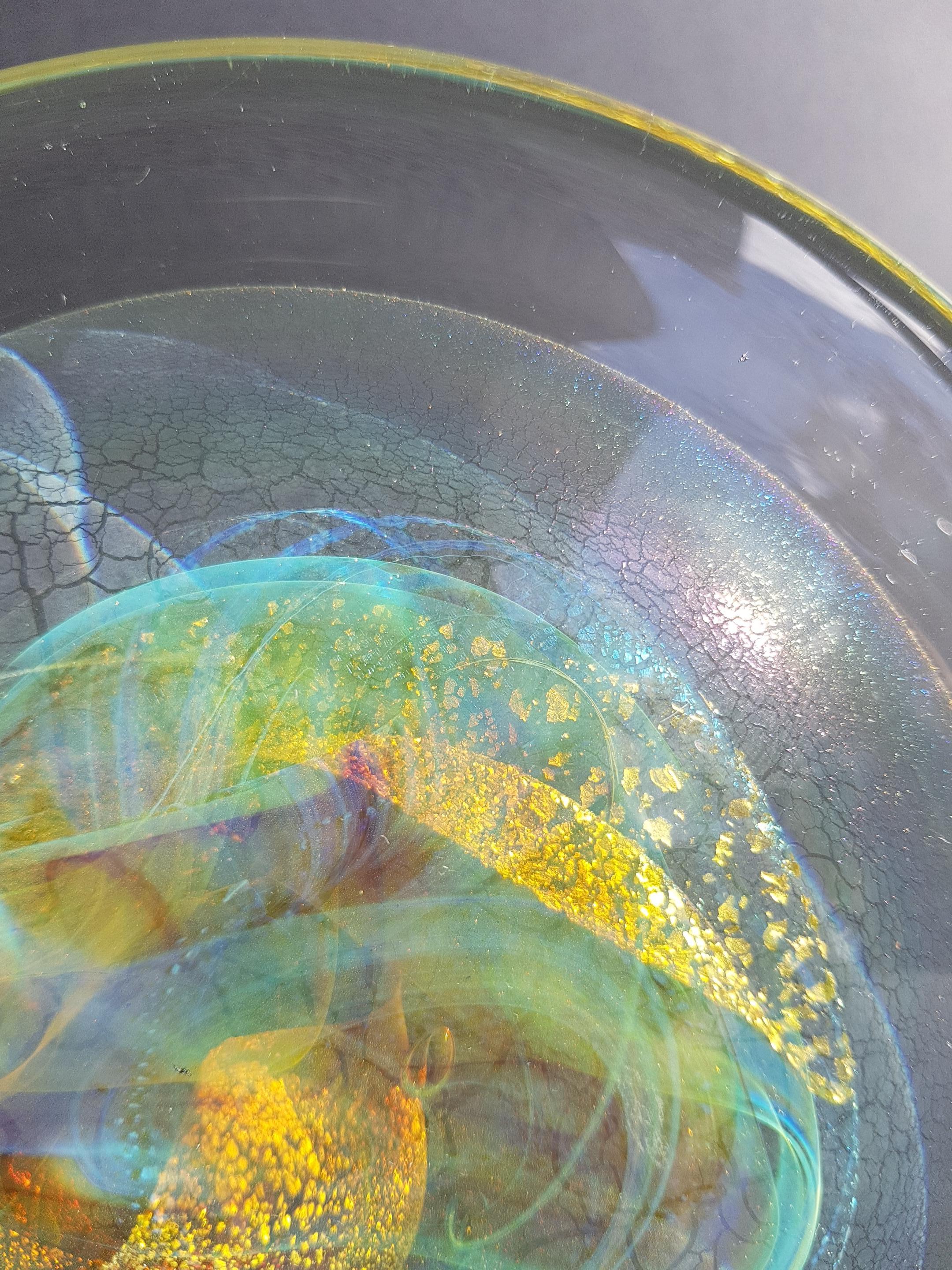 Art Glass Nebula Sculpture Disc Cosmic Iridescent Opalescent OuterSpace Orb Star in vendita 12