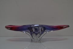 Art Glass Oblong Bowl by Josef Hospodka for Glasswork Chřibská, 1960