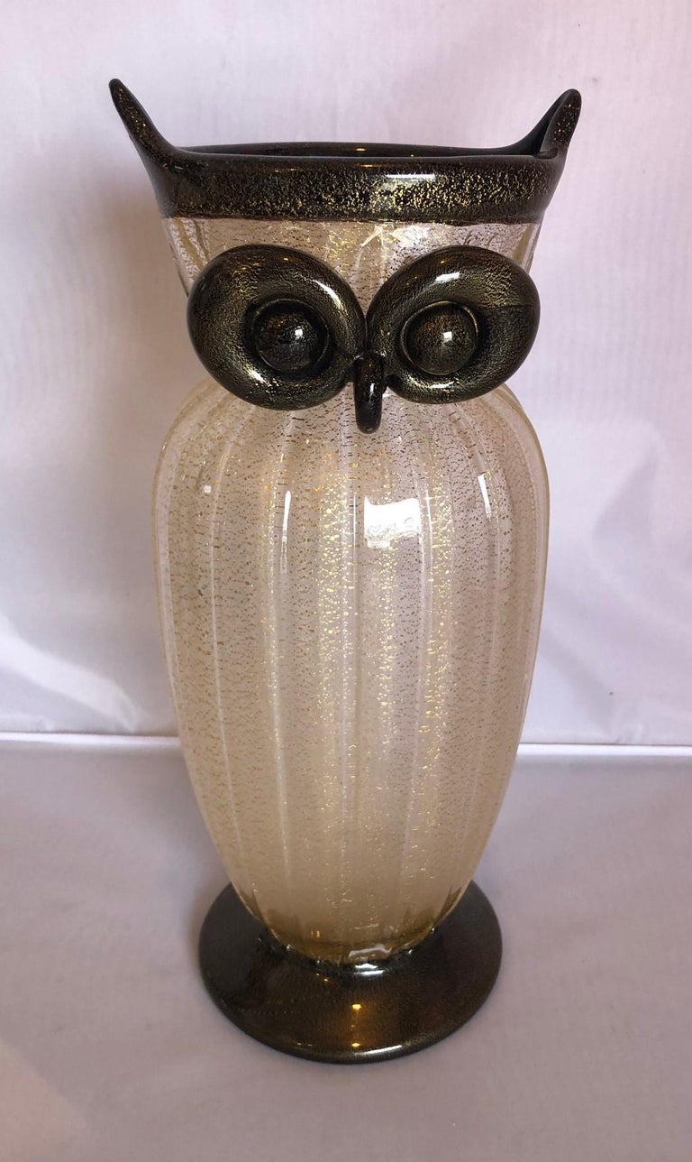 Art Glass Owl Vase by Gambaro and Poggi for Murano at 1stDibs