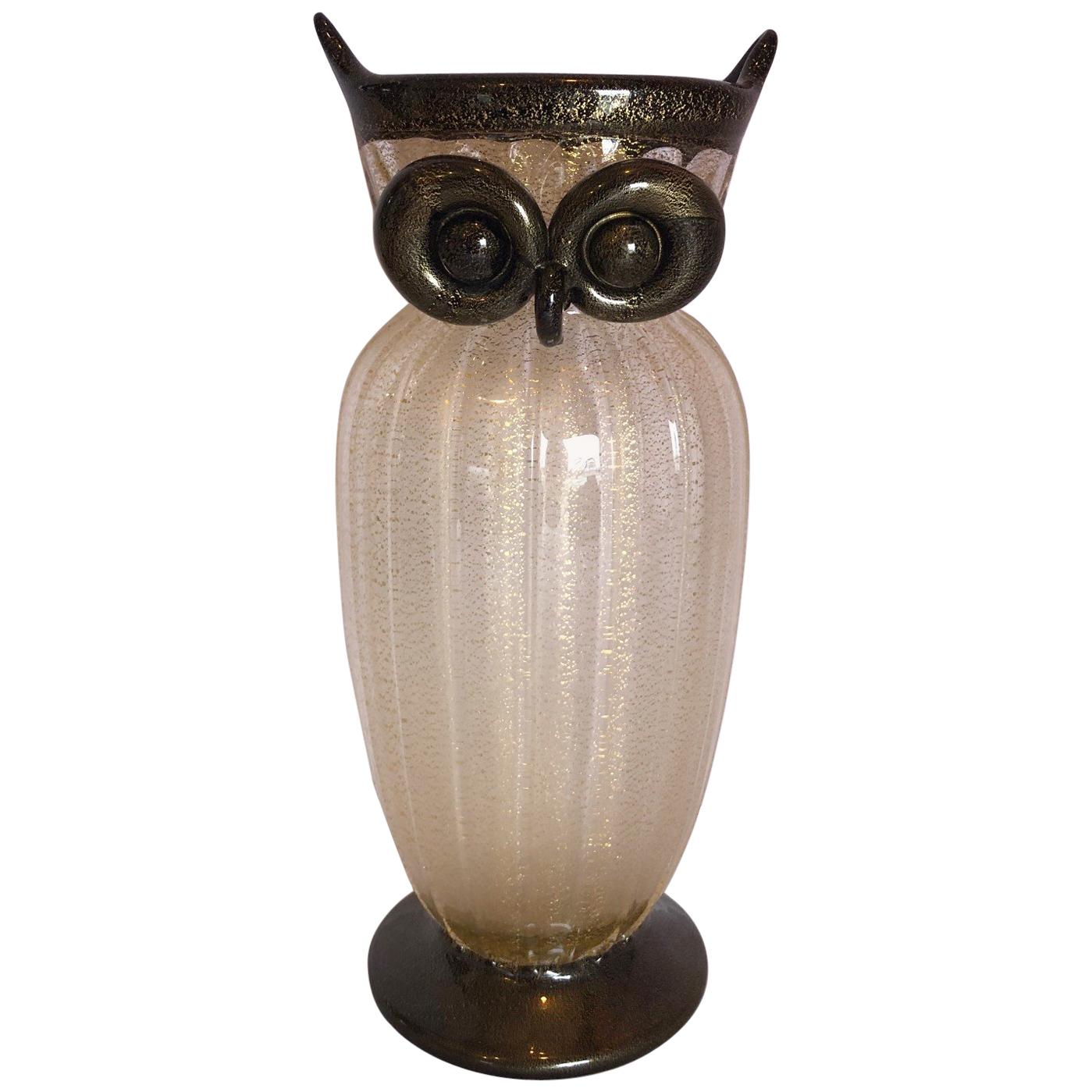 Art Glass Owl Vase by Gambaro & Poggi for Murano