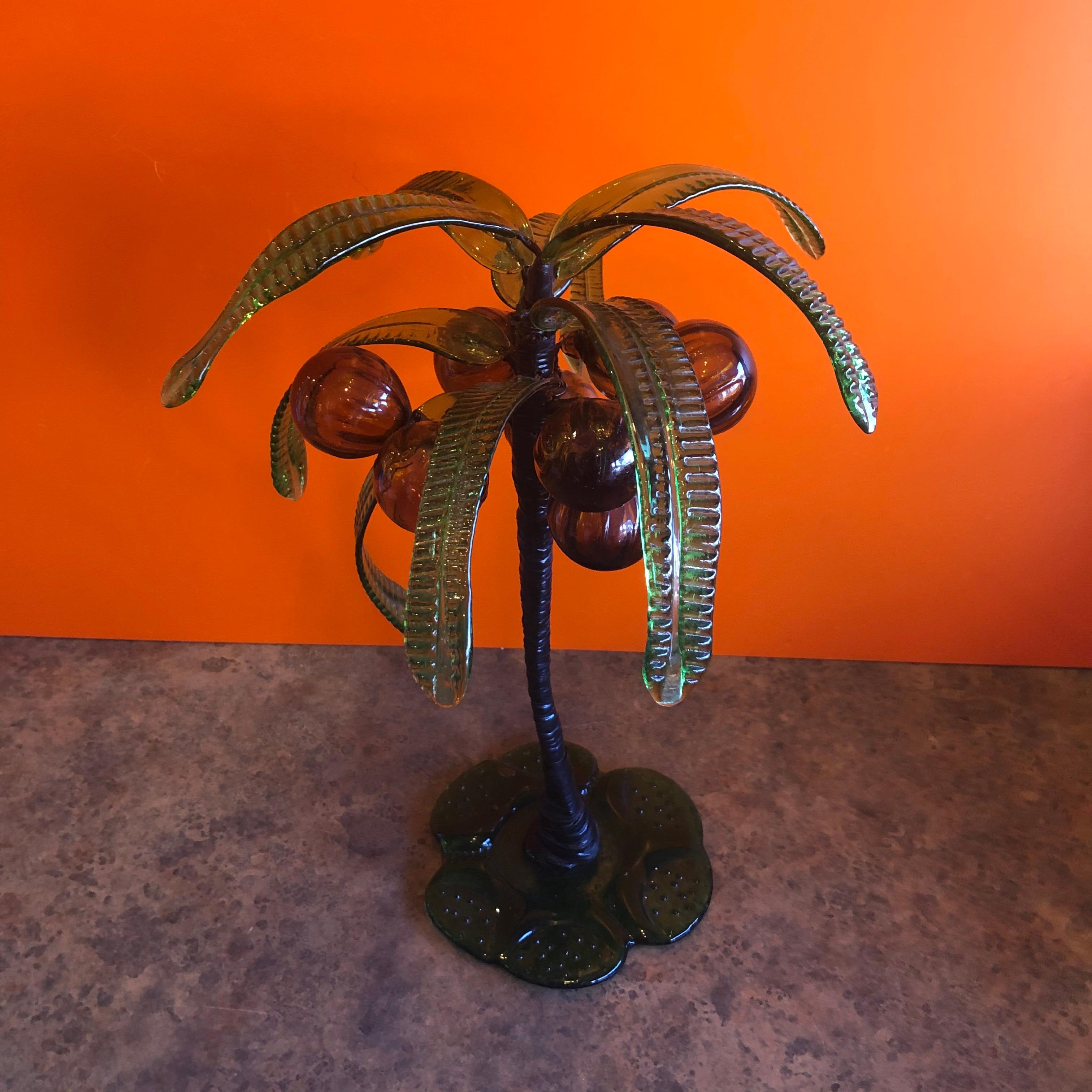 Mid-Century Modern Art Glass Palm Tree with Coconuts by Murano Glass Studios