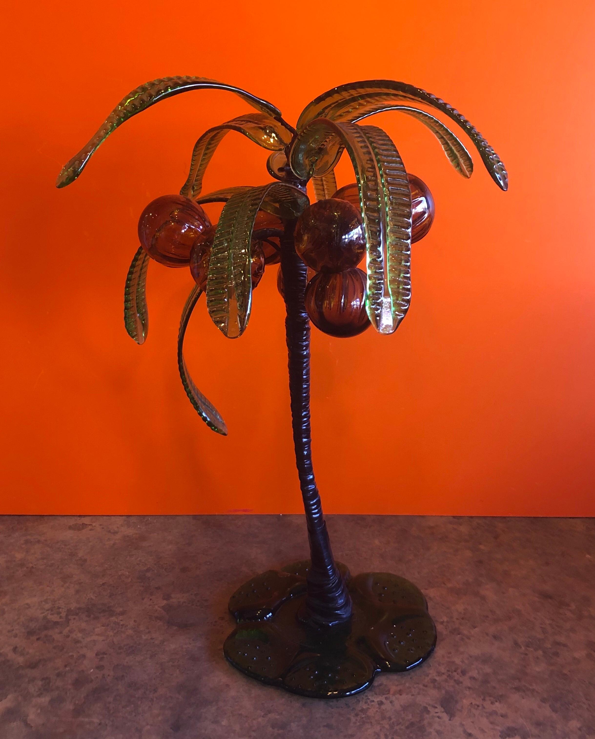 Italian Art Glass Palm Tree with Coconuts by Murano Glass Studios