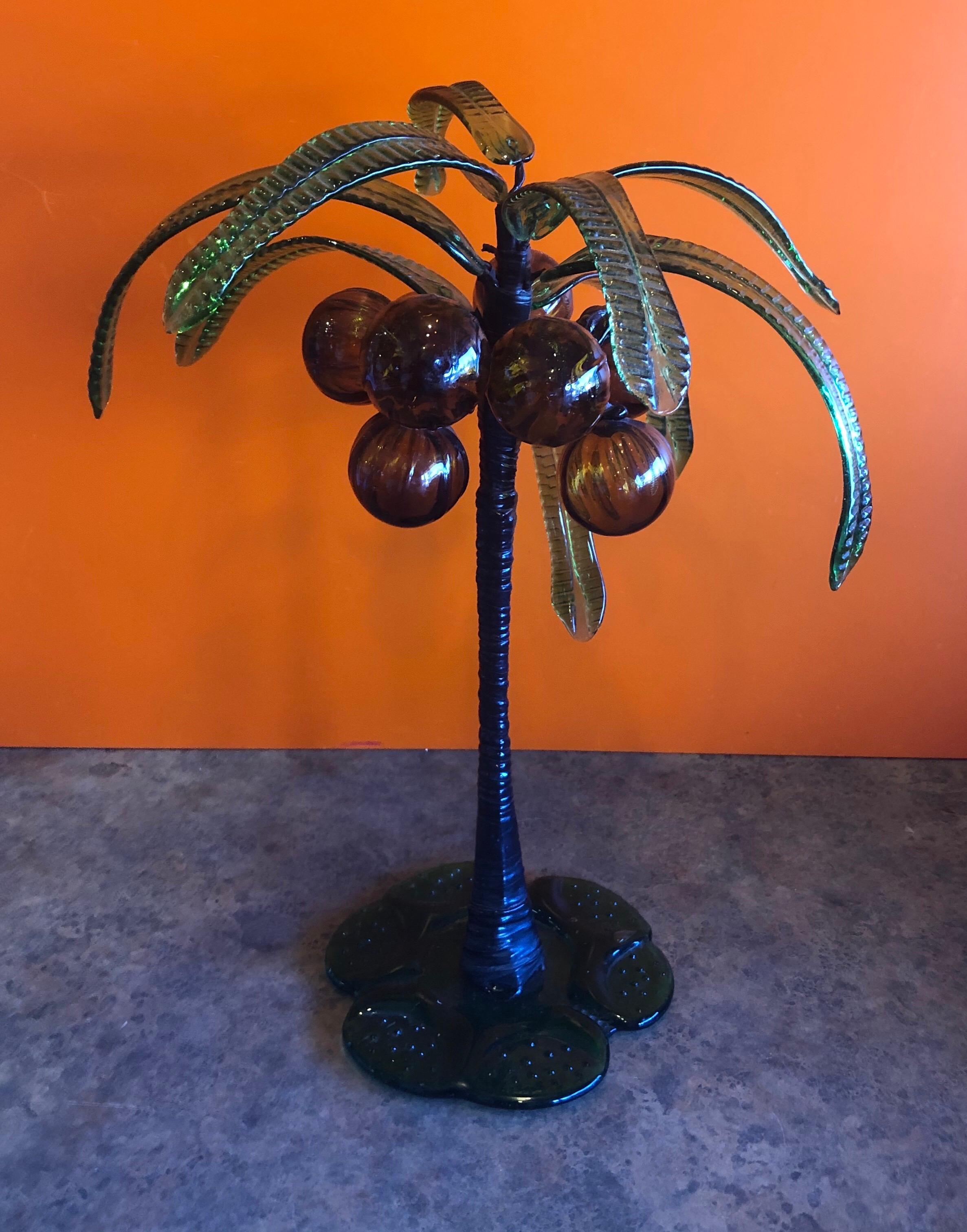20th Century Art Glass Palm Tree with Coconuts by Murano Glass Studios