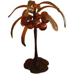 Art Glass Palm Tree with Coconuts by Murano Glass Studios