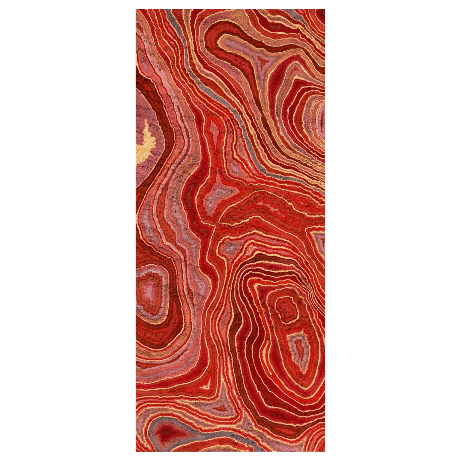 Art Glass Pangea Red Decorative Panel for Multiple Uses Dimension Customizable For Sale