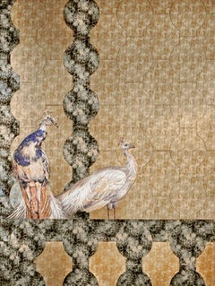 Art Glass & Peacock Mosaic Decorative Panel Multiple Uses Dimension Customizable