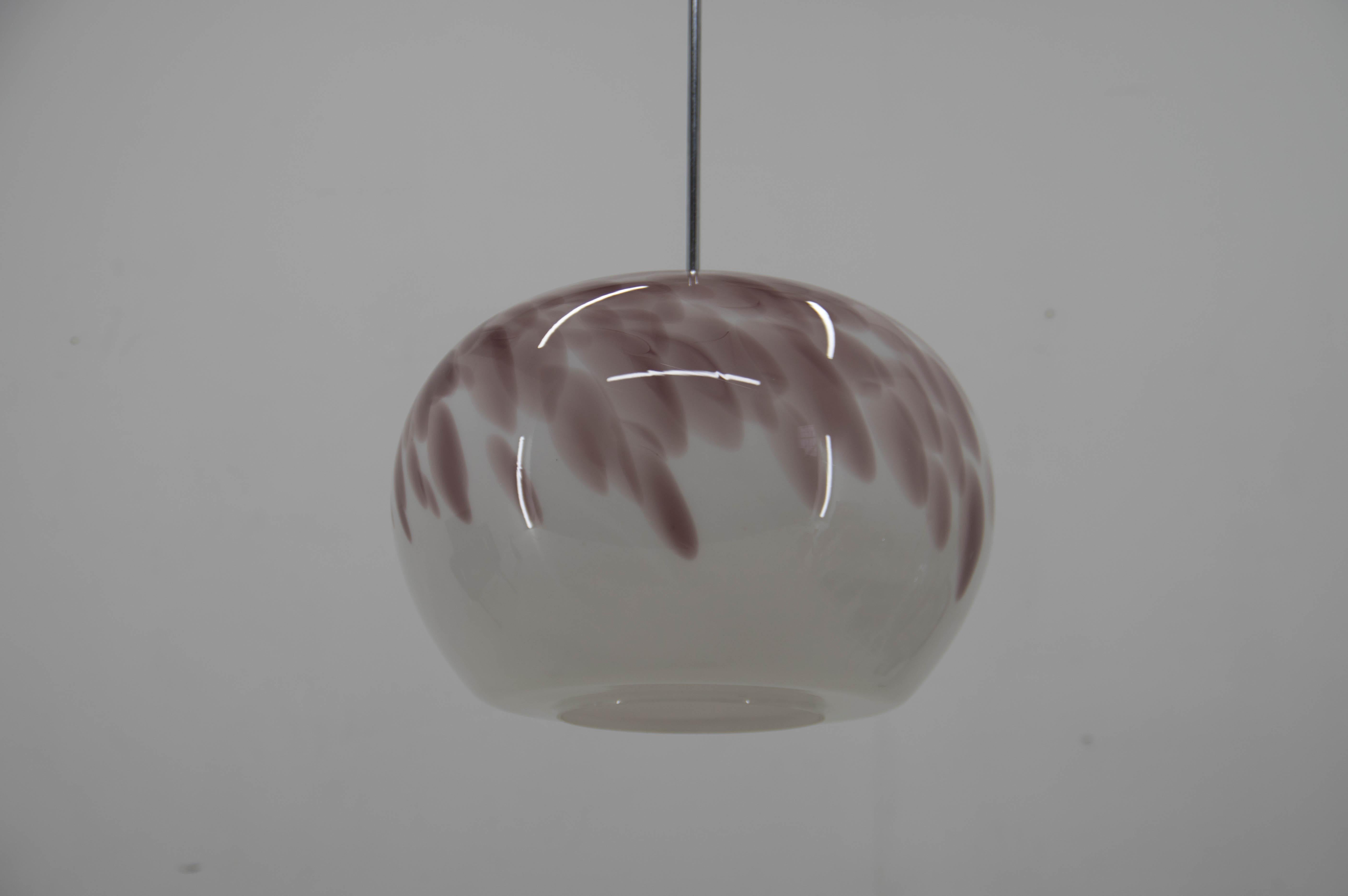 Mid-Century Modern Art Glass Pendant, Czechoslovakia, 1970s For Sale