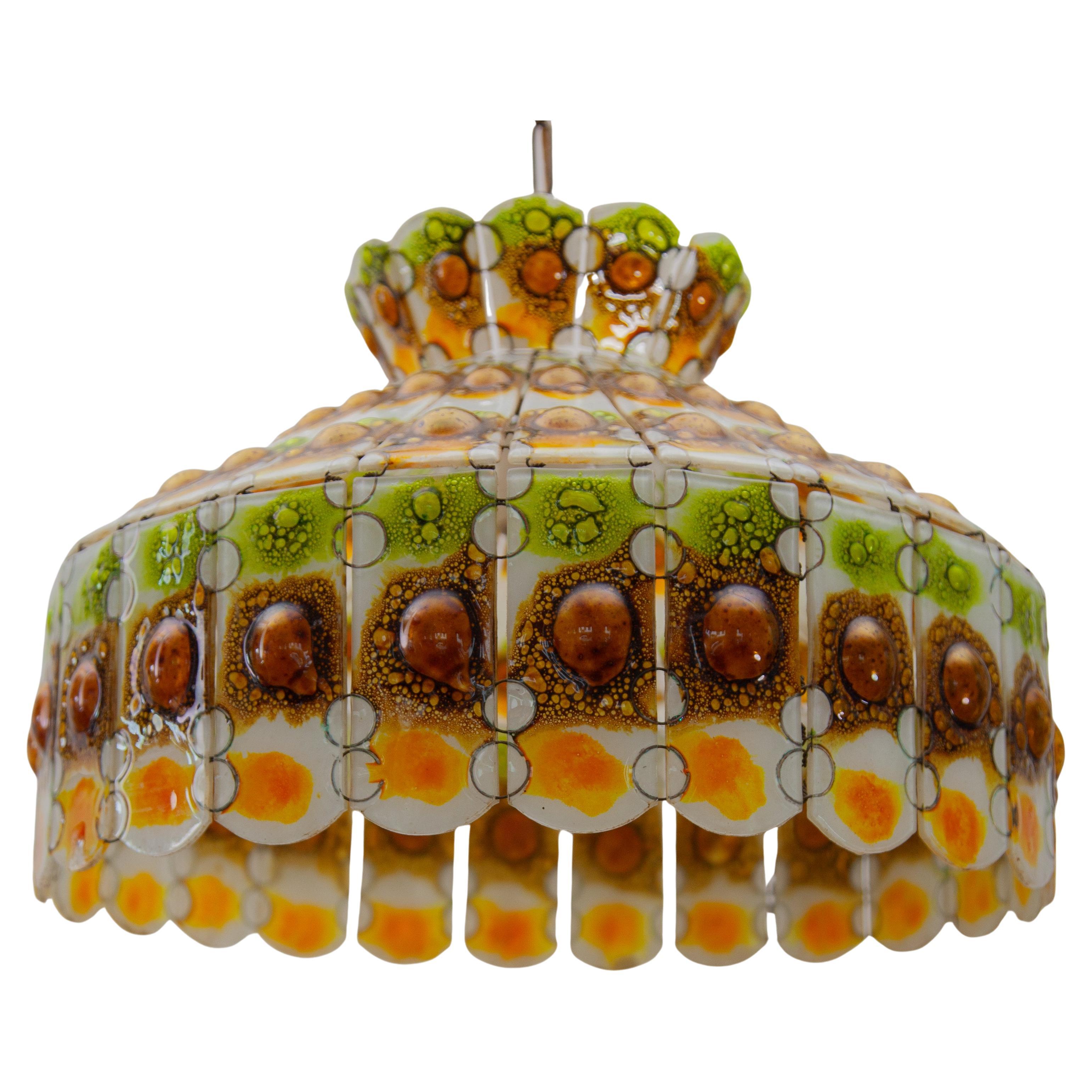 Art Glass Pendant designed by Felipe Delfhinger, FEDERS, 1970s For Sale