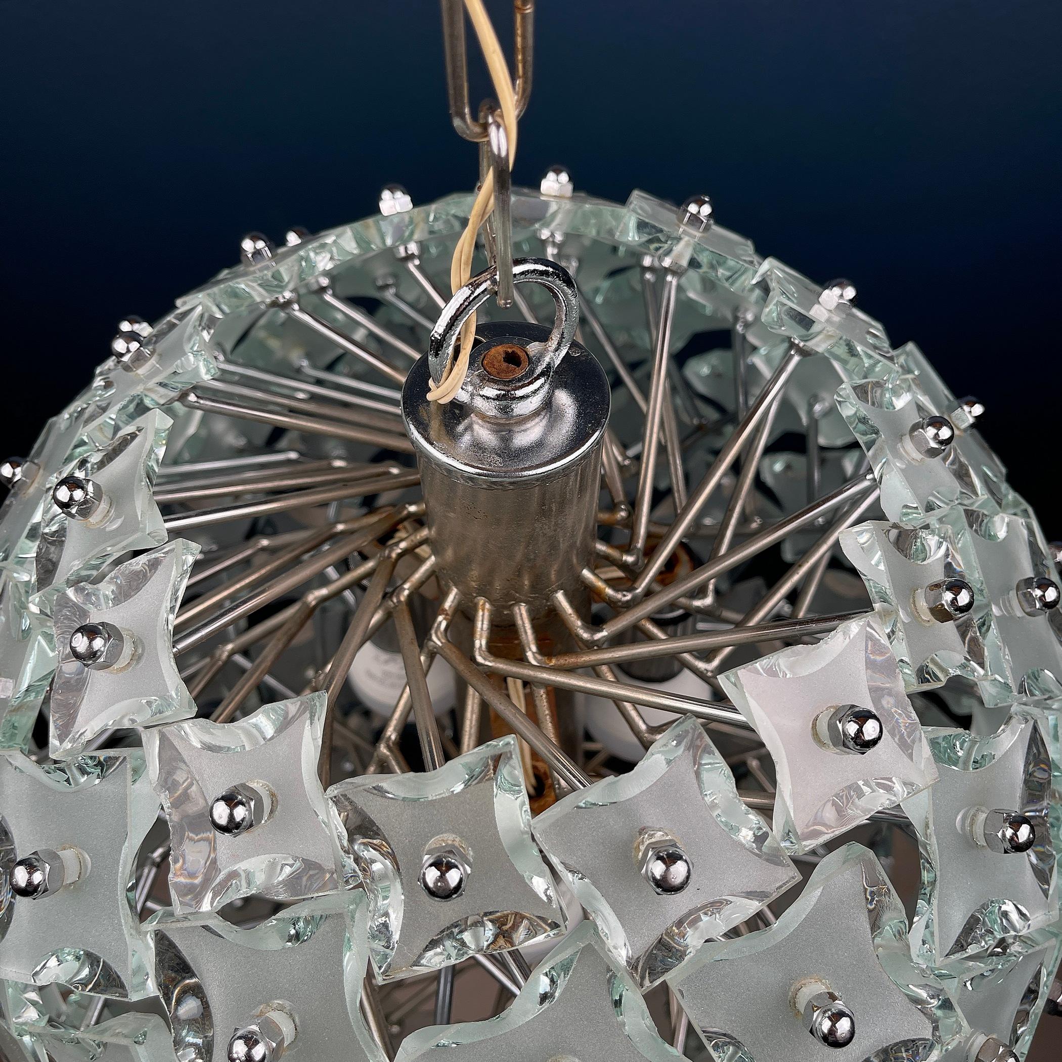 Kunstglas-Pendelleuchte Sputnik von Fontana Arte Italien 1960er Jahre im Angebot 3