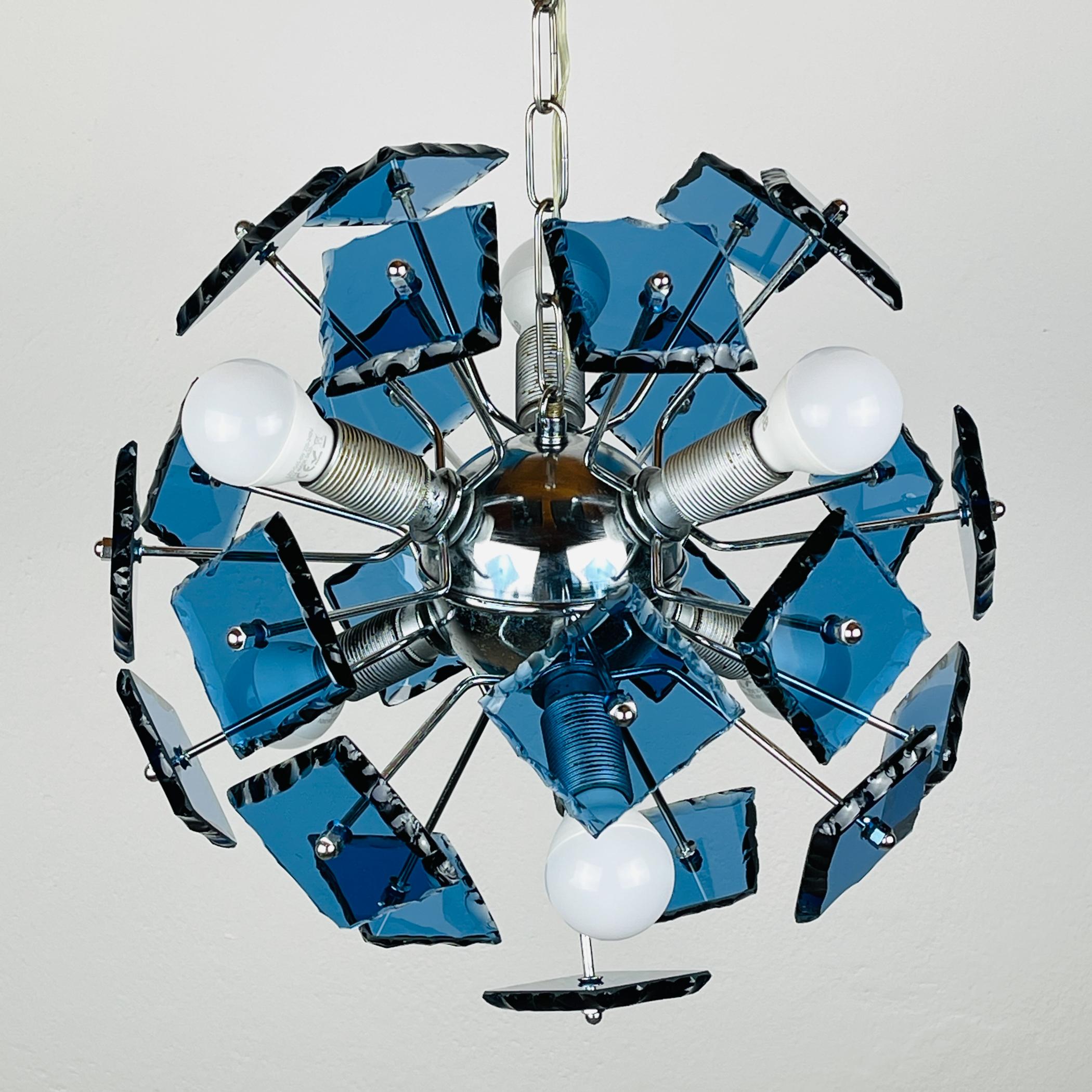 Art glass pendant lamp Sputnik by Fontana Arte, Italy 1960s 5