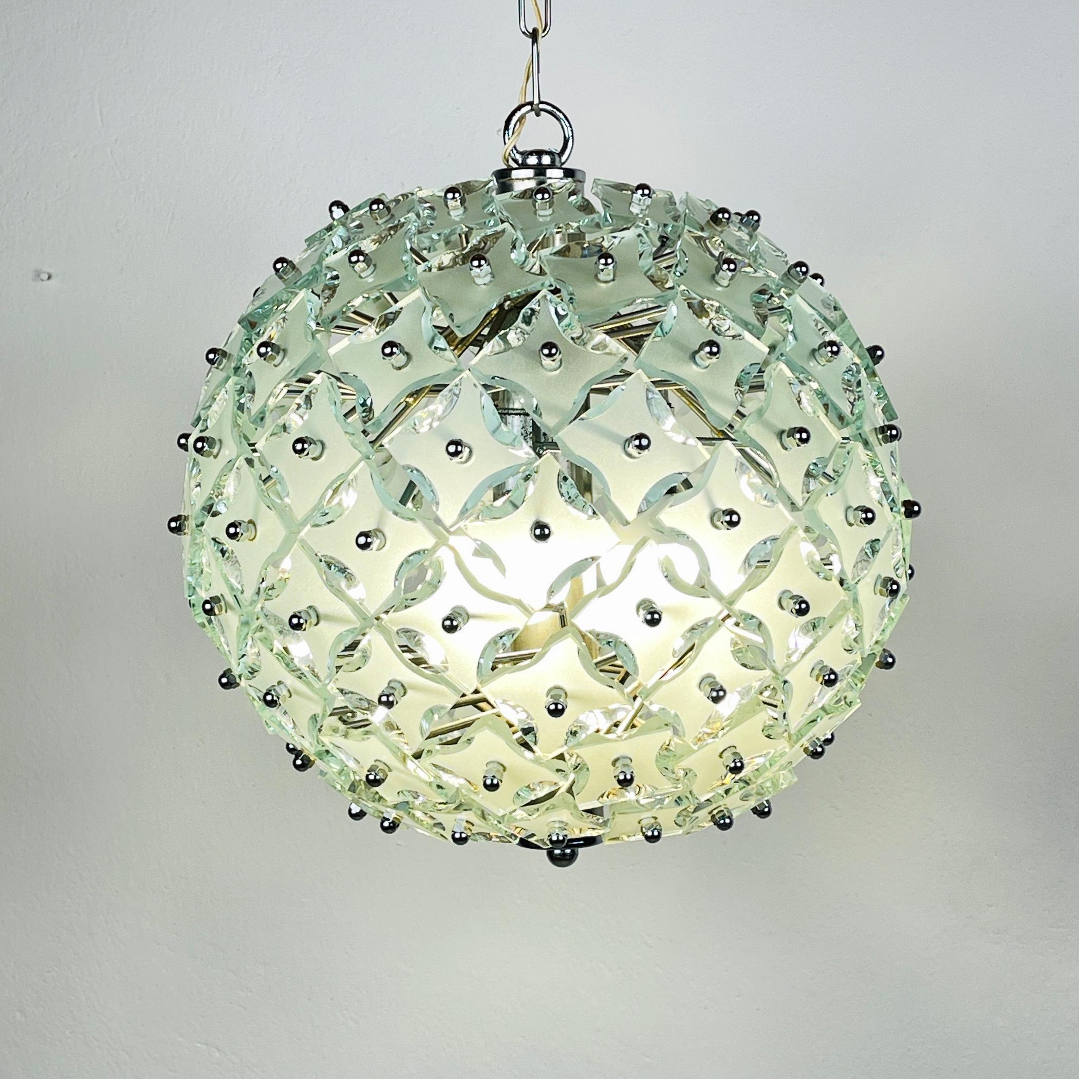 Art glass pendant lamp Sputnik by Fontana Arte Italy 1960s For Sale 6