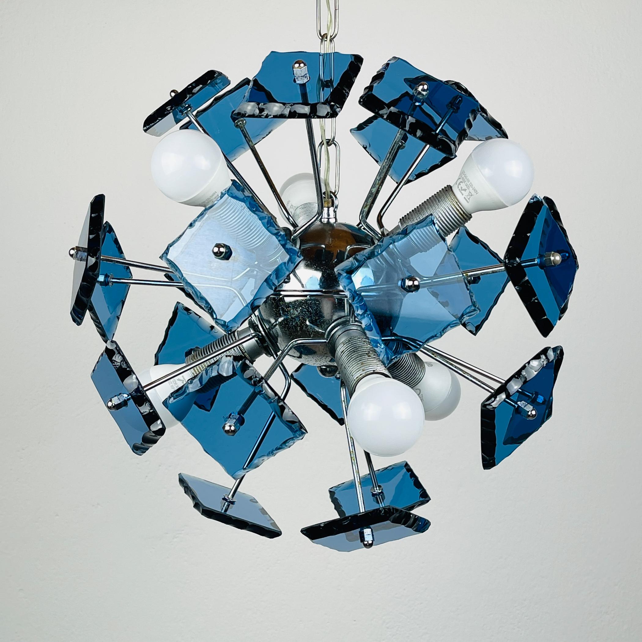 Art glass pendant lamp Sputnik by Fontana Arte, Italy 1960s 6
