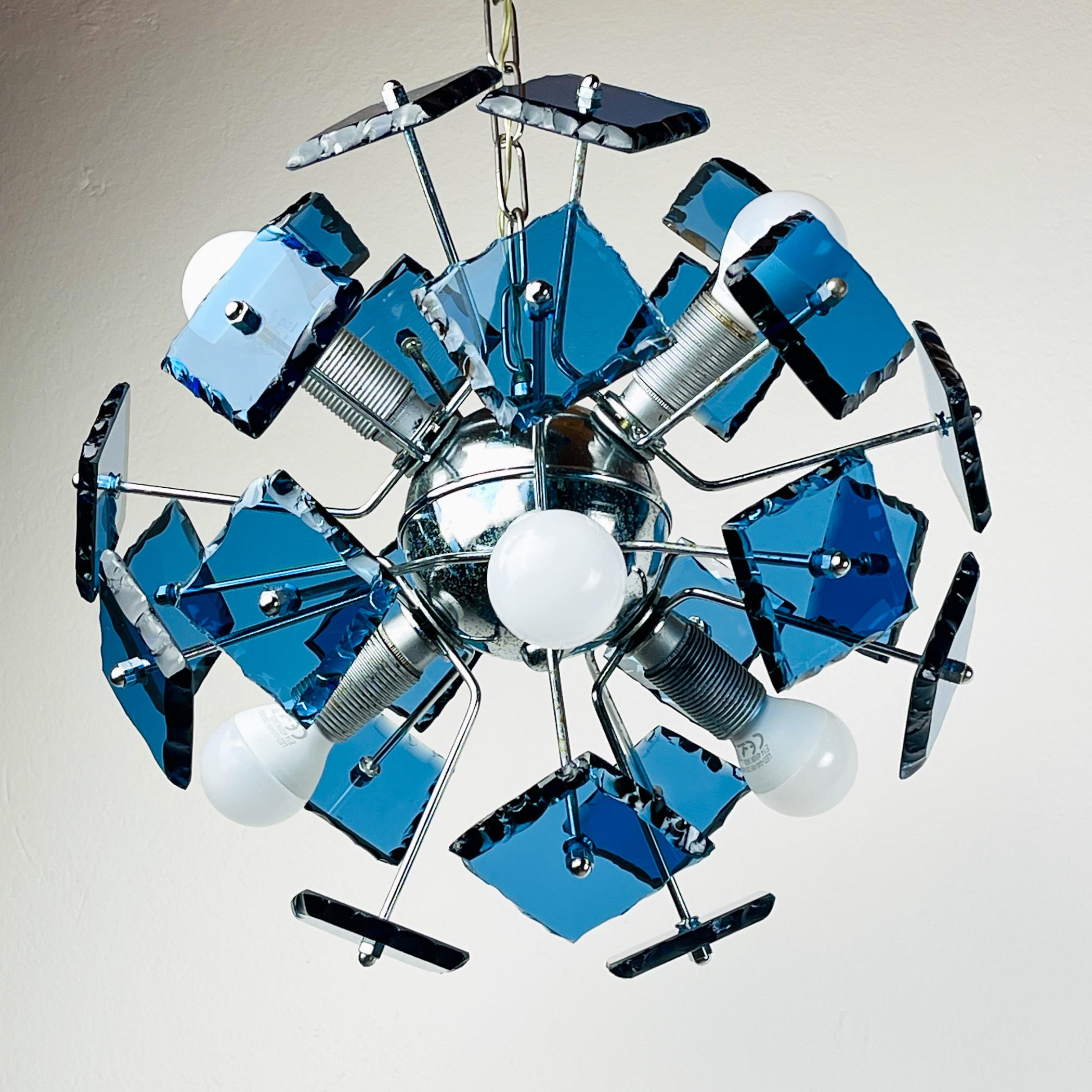 Mid-Century Modern Art glass pendant lamp Sputnik by Fontana Arte, Italy 1960s