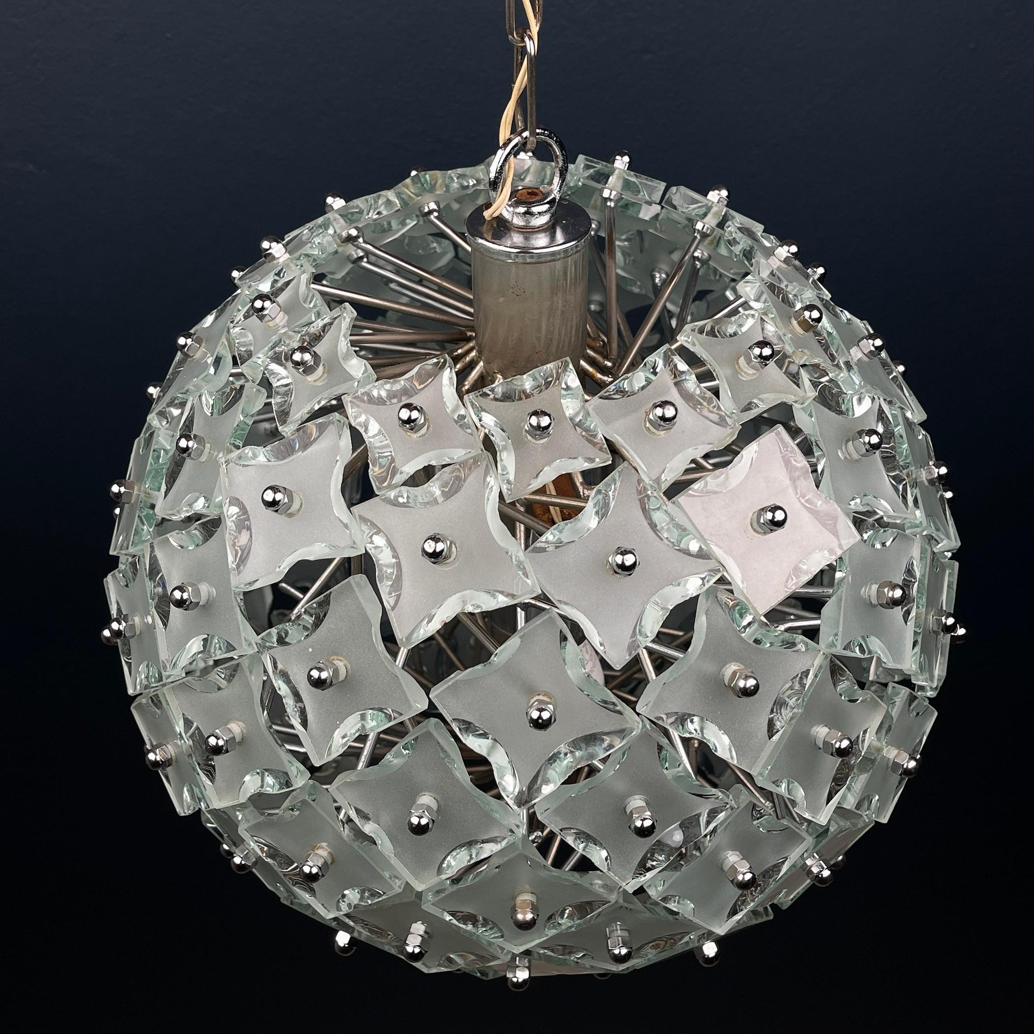 Kunstglas-Pendelleuchte Sputnik von Fontana Arte Italien 1960er Jahre (20. Jahrhundert) im Angebot