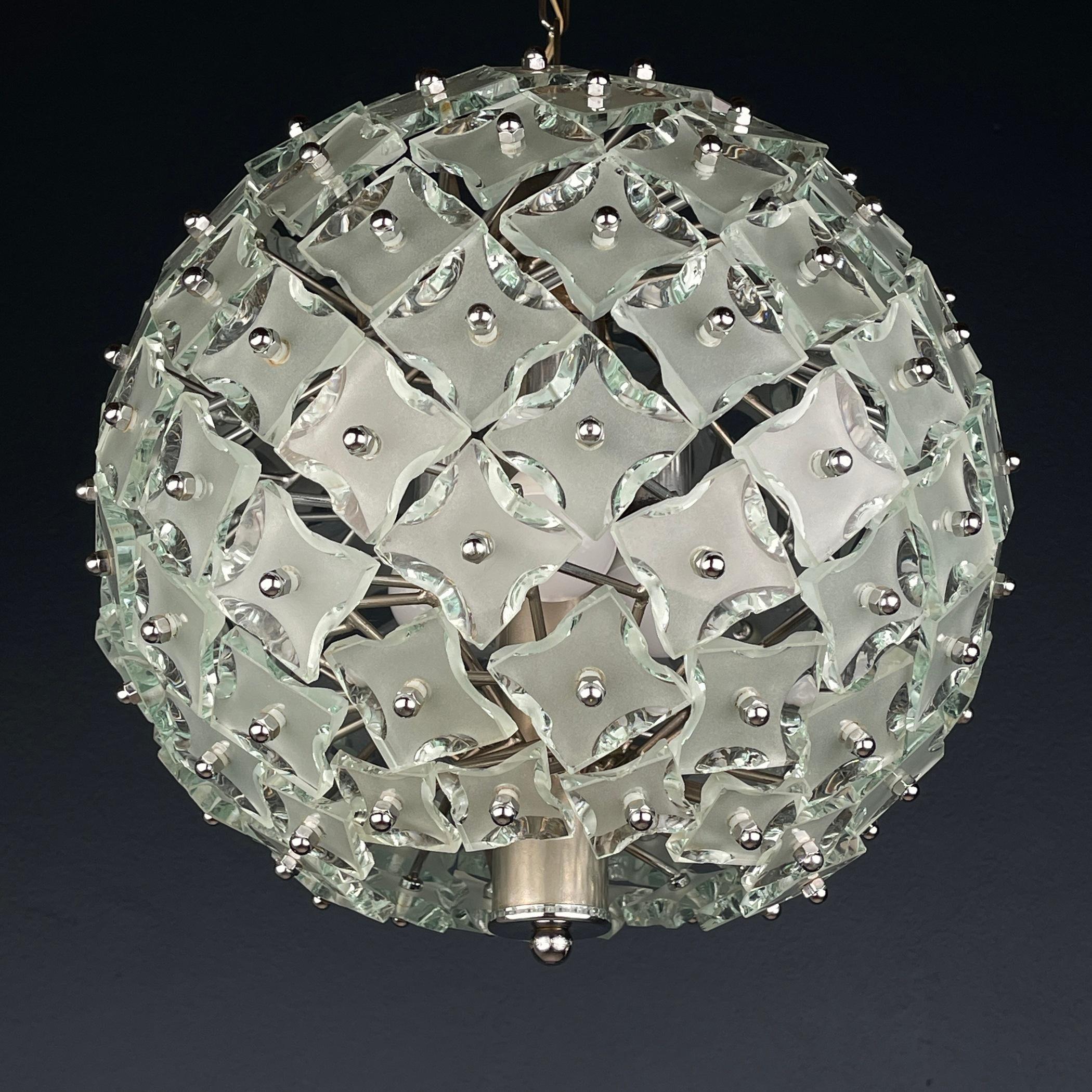 Kunstglas-Pendelleuchte Sputnik von Fontana Arte Italien 1960er Jahre (Glaskunst) im Angebot